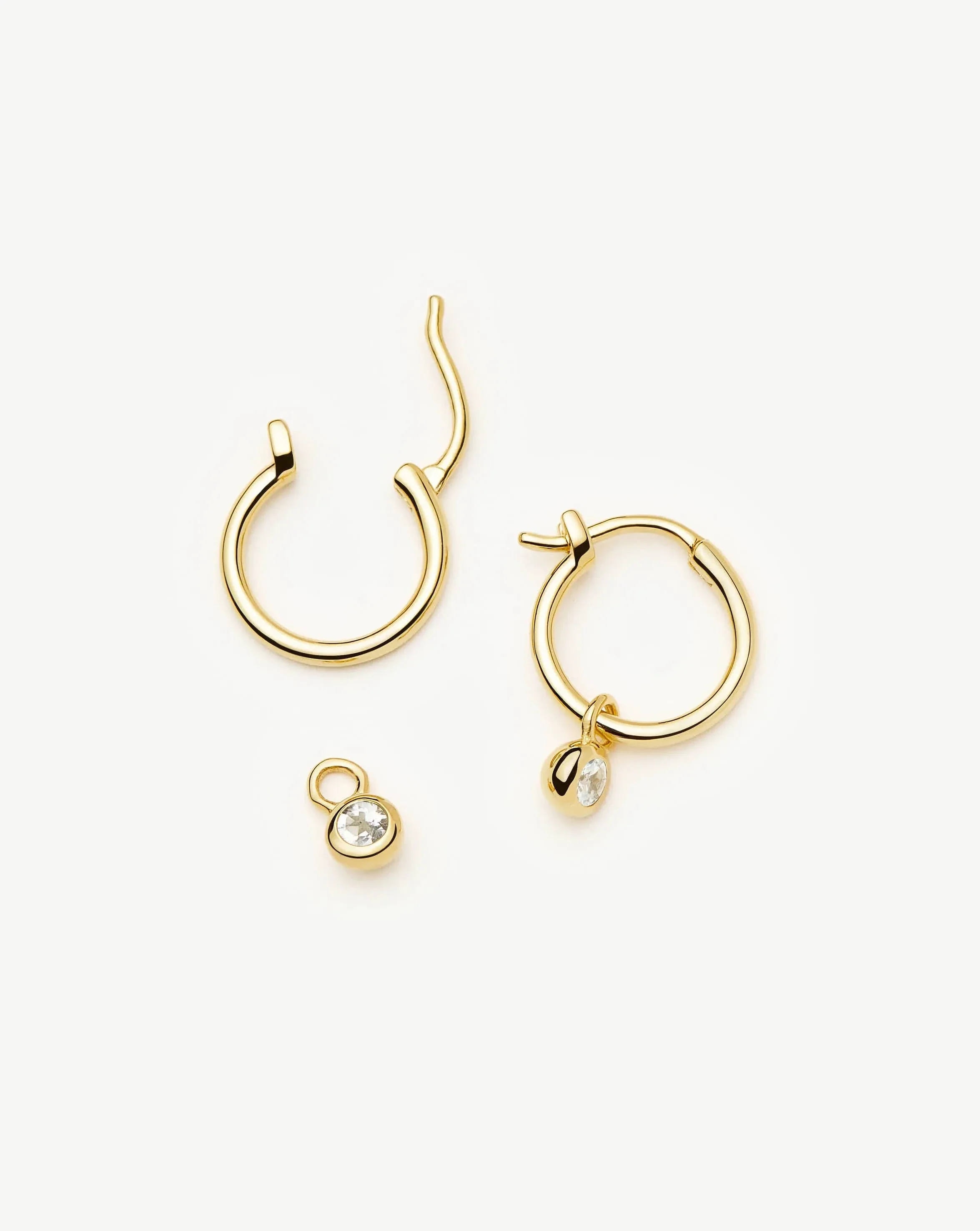April Birthstone Mini Charm Hoop Earrings | 18ct Gold Vermeil/Crystal - Image 5