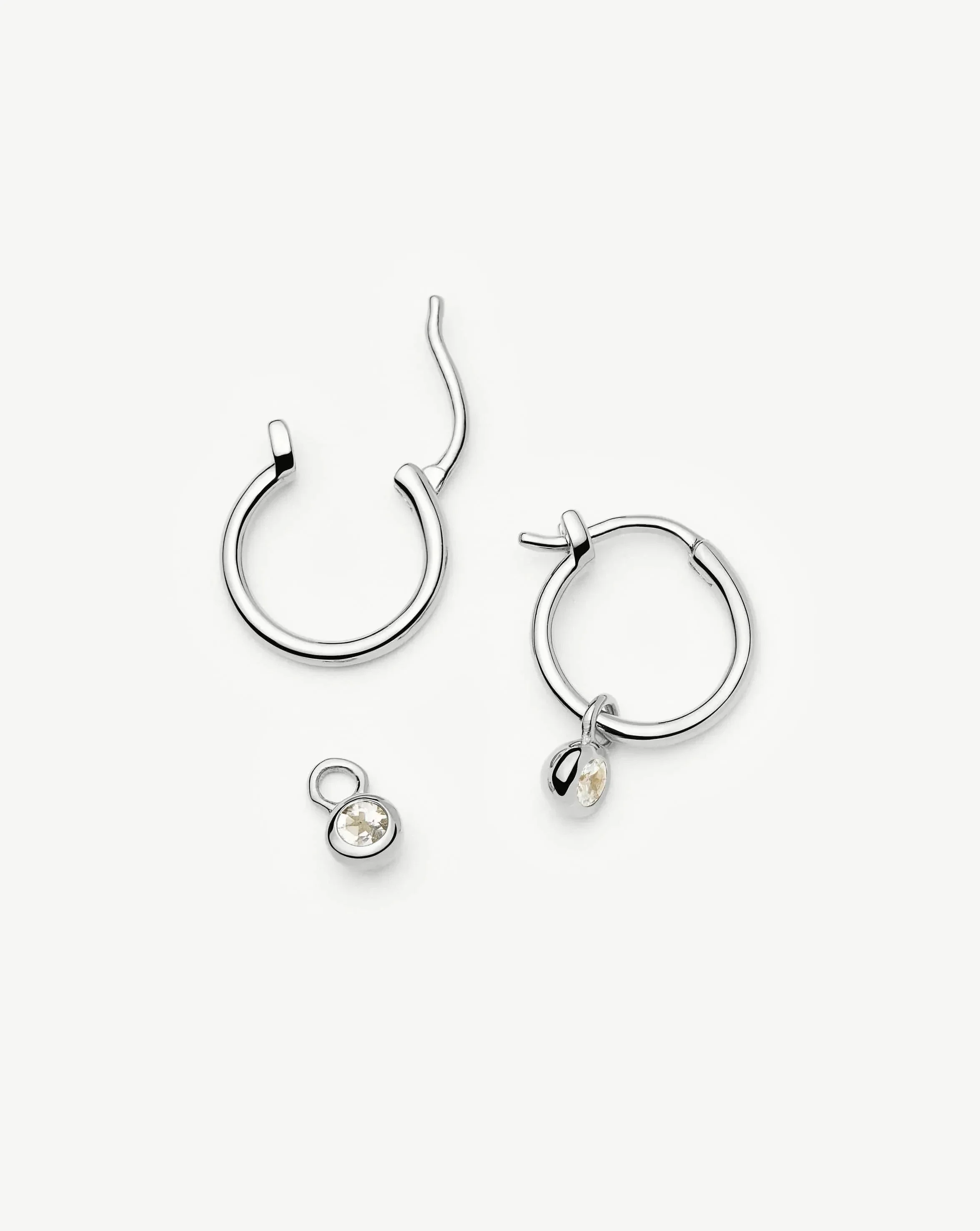 April Birthstone Mini Charm Hoop Earrings | Sterling Silver/Crystal - Image 5