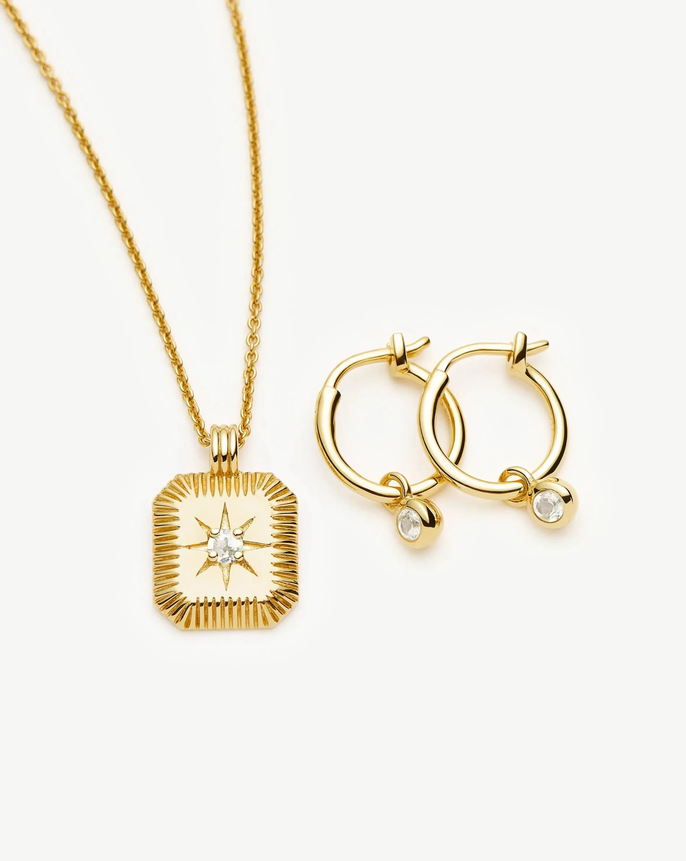 April Birthstone Necklace & Charm Earrings Set | 18ct Gold Vermeil/Crystal - Image 4