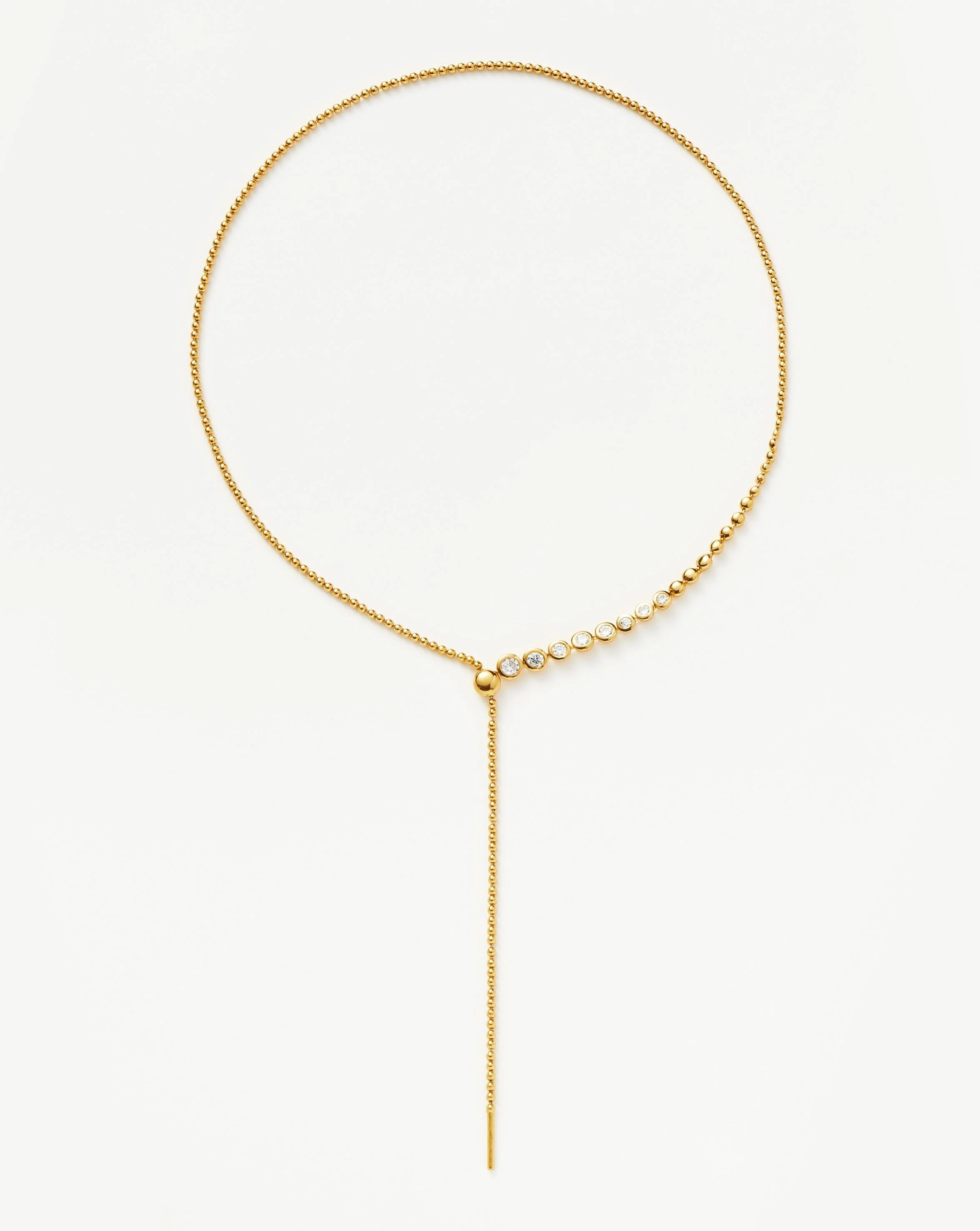 Beaded Stone Slider Lariat Necklace | 18ct Gold Vermeil/Cubic Zirconia - Image 3