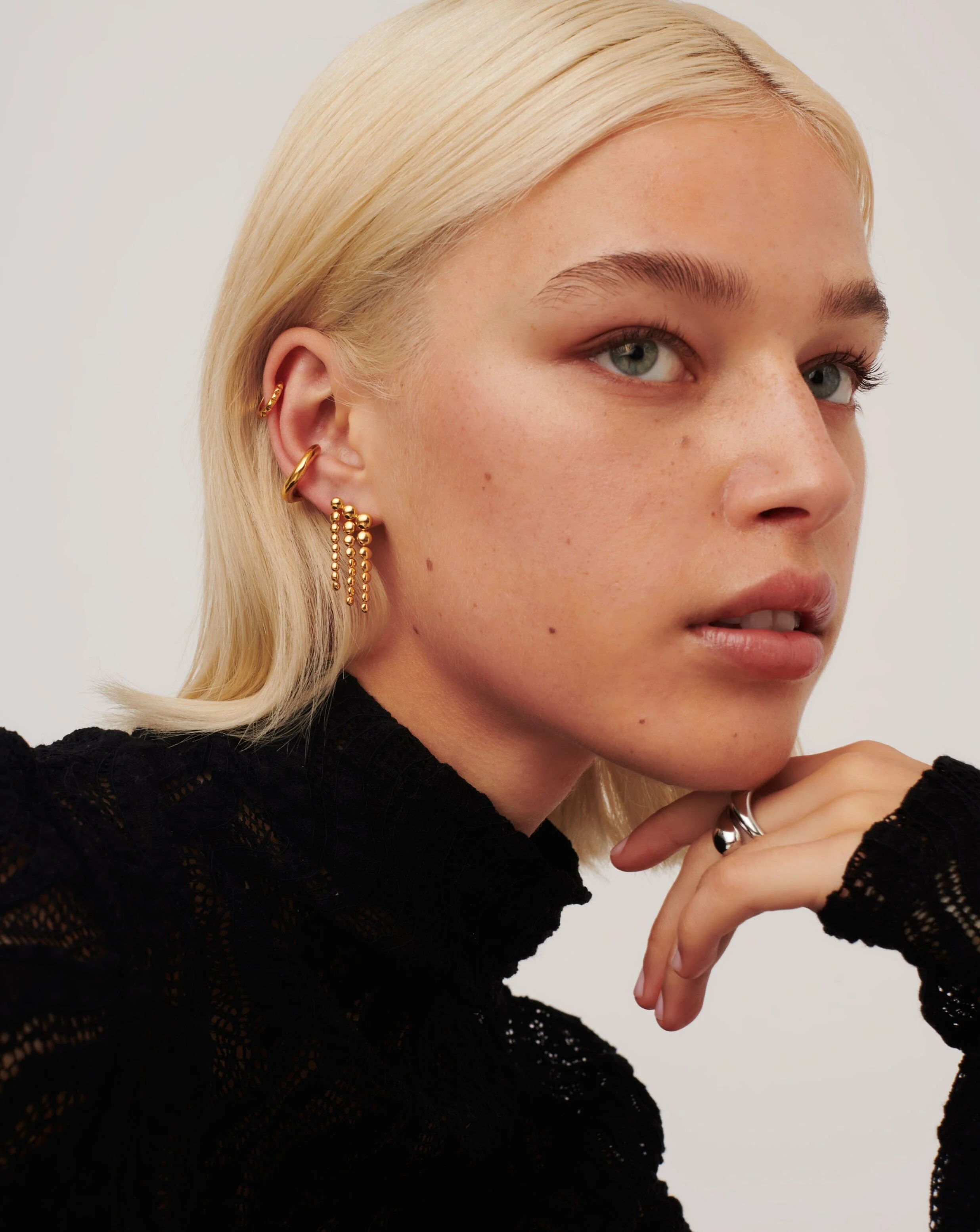 Beaded Waterfall Drop Earrings | 18ct Gold Vermeil - Image 3