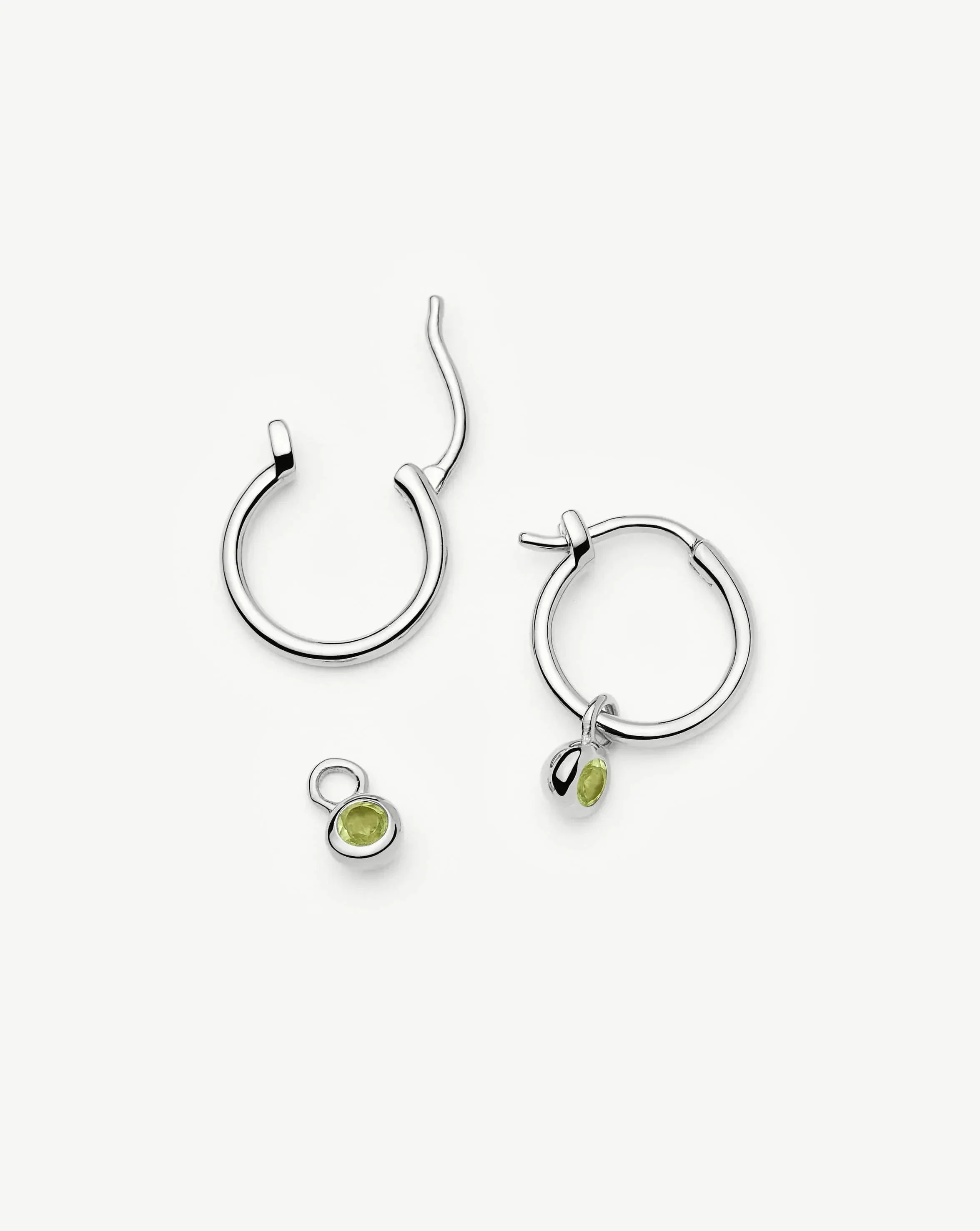 August Birthstone Mini Charm Hoop Earrings | Sterling Silver/Peridot - Image 4