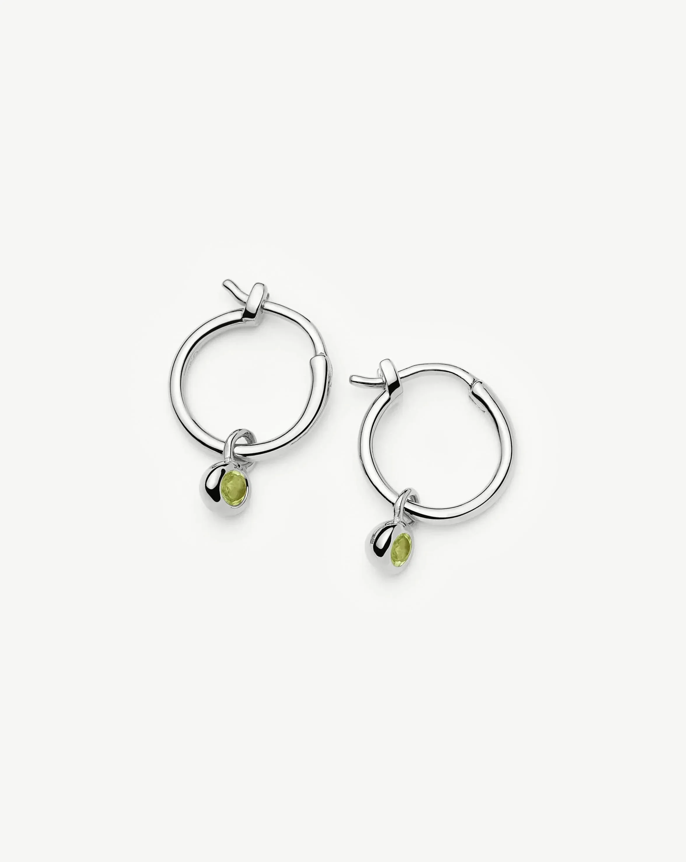 August Birthstone Mini Charm Hoop Earrings | Sterling Silver/Peridot - Image 5