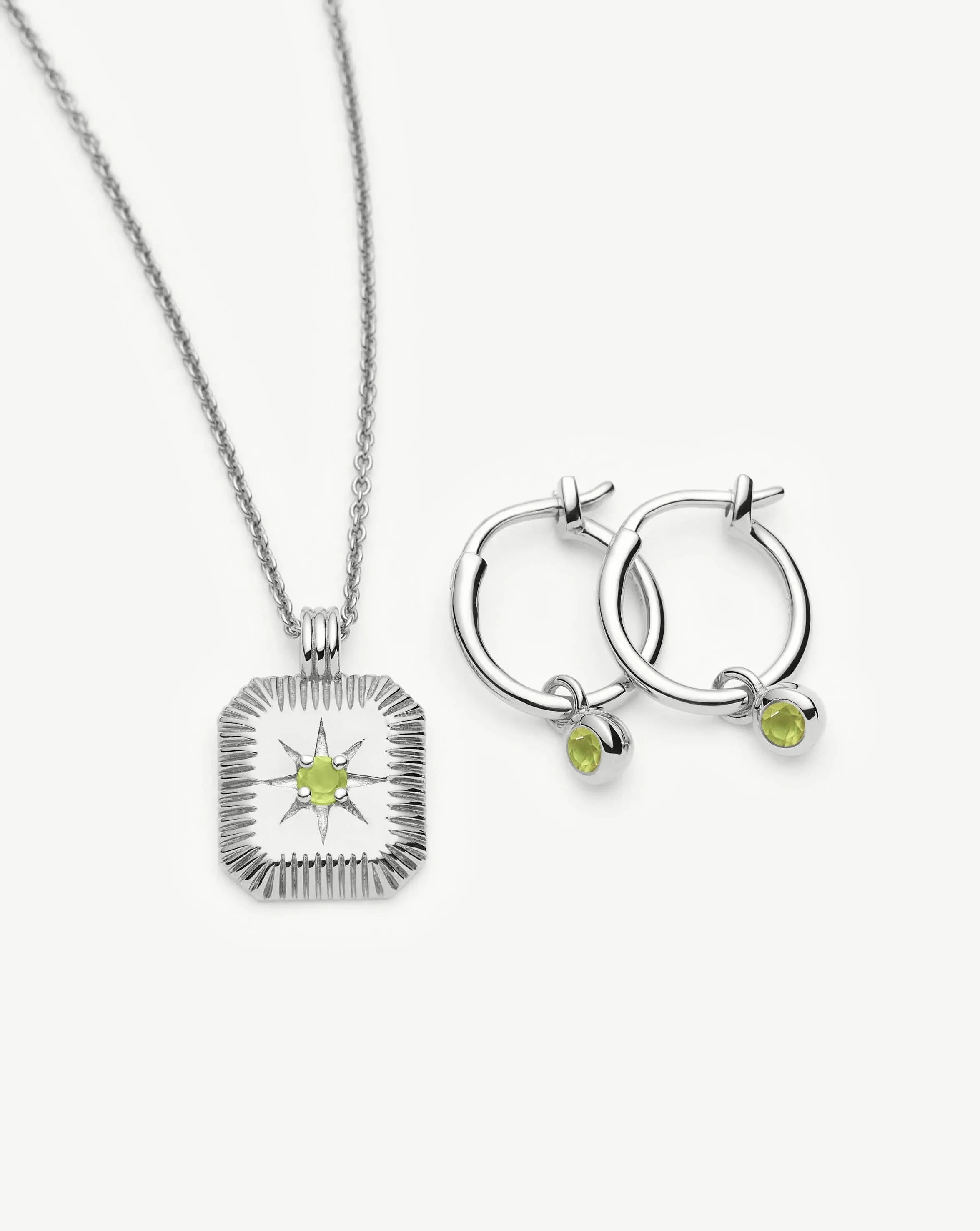 August Birthstone Necklace & Charm Earrings Set | Sterling Silver/Peridot - Image 4