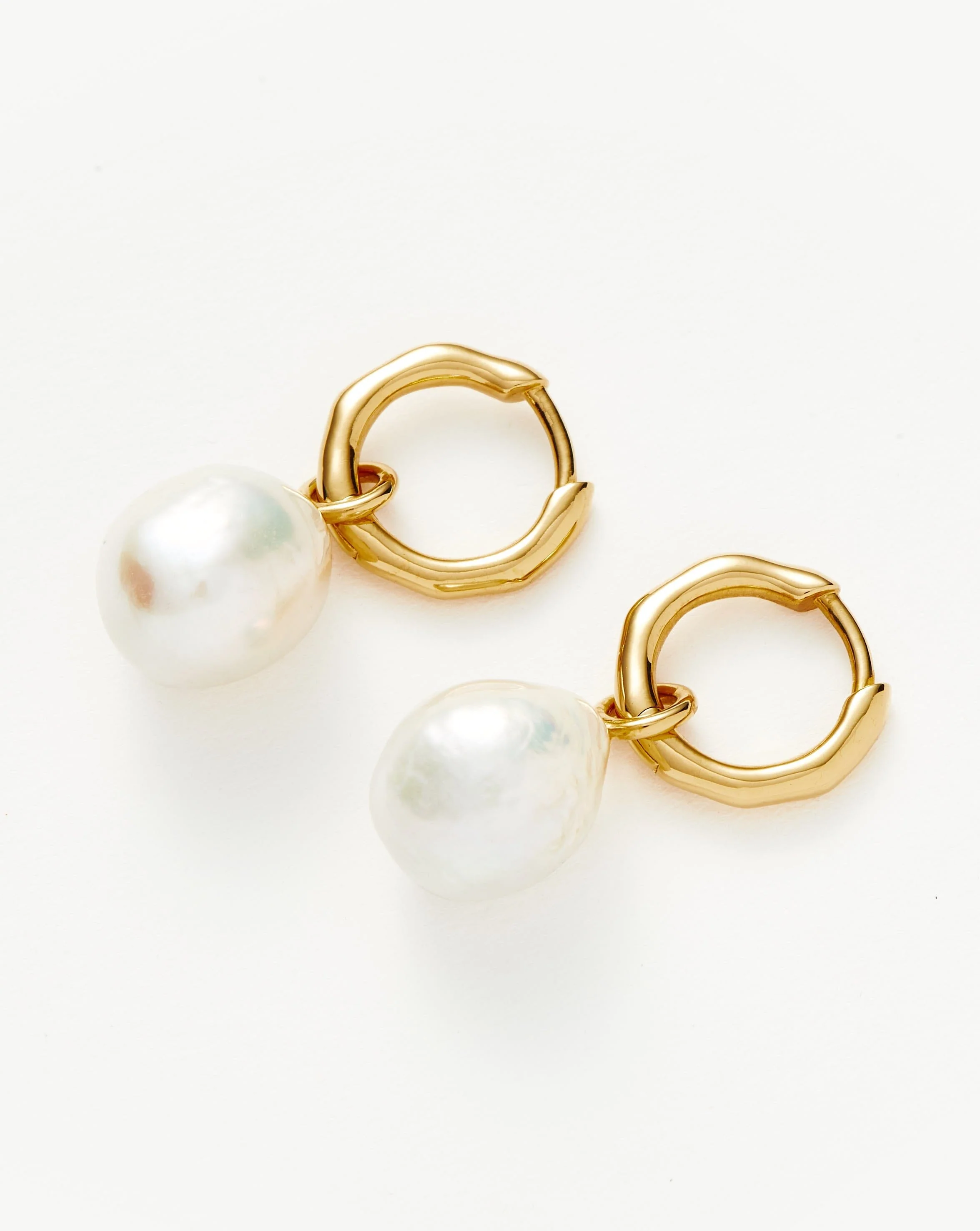 Pearl Drop Mini Hoop Earrings - Image 4