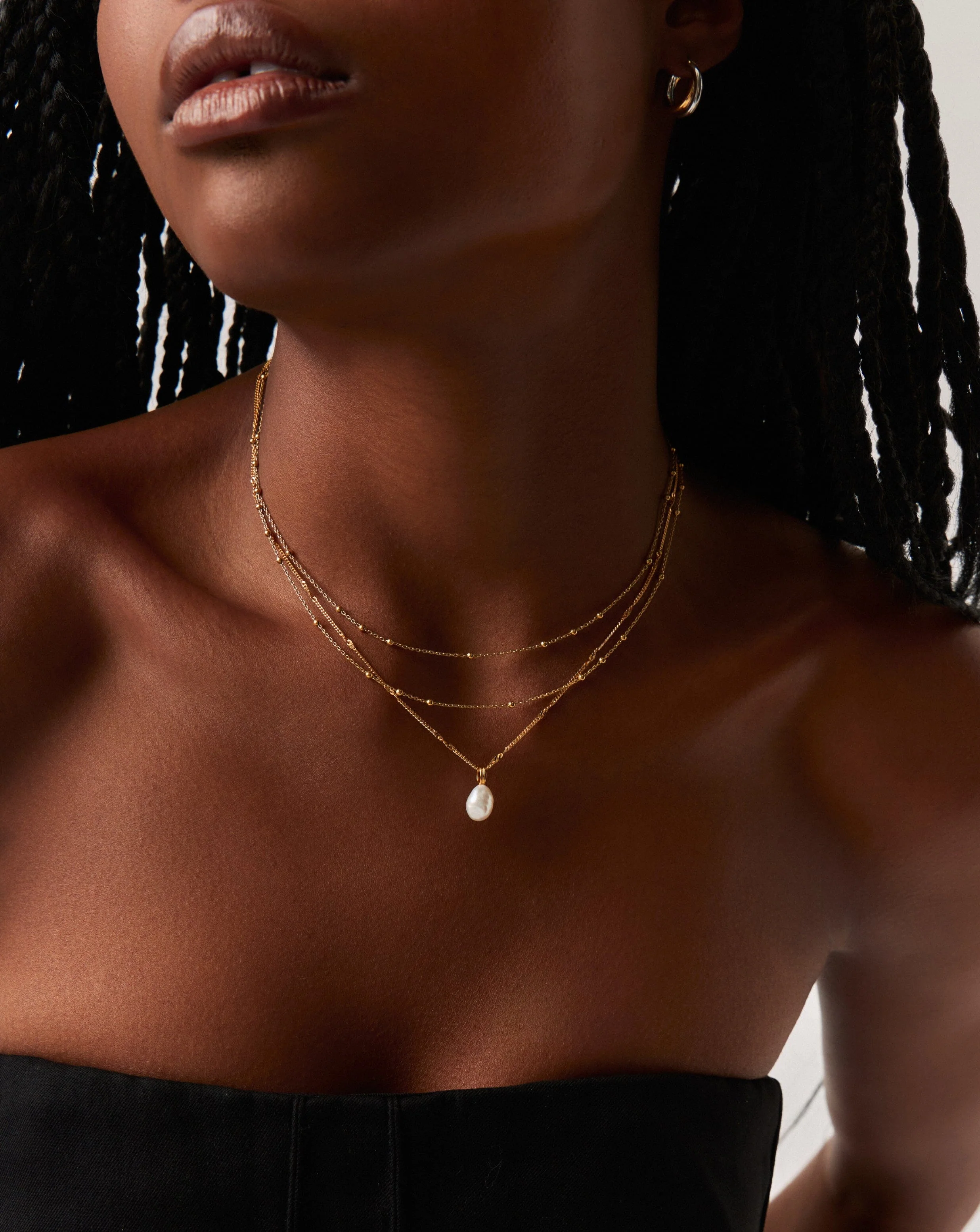 Baroque Pearl Twisted Chain Necklace | 18ct Gold Vermeil/Pearl - Image 2