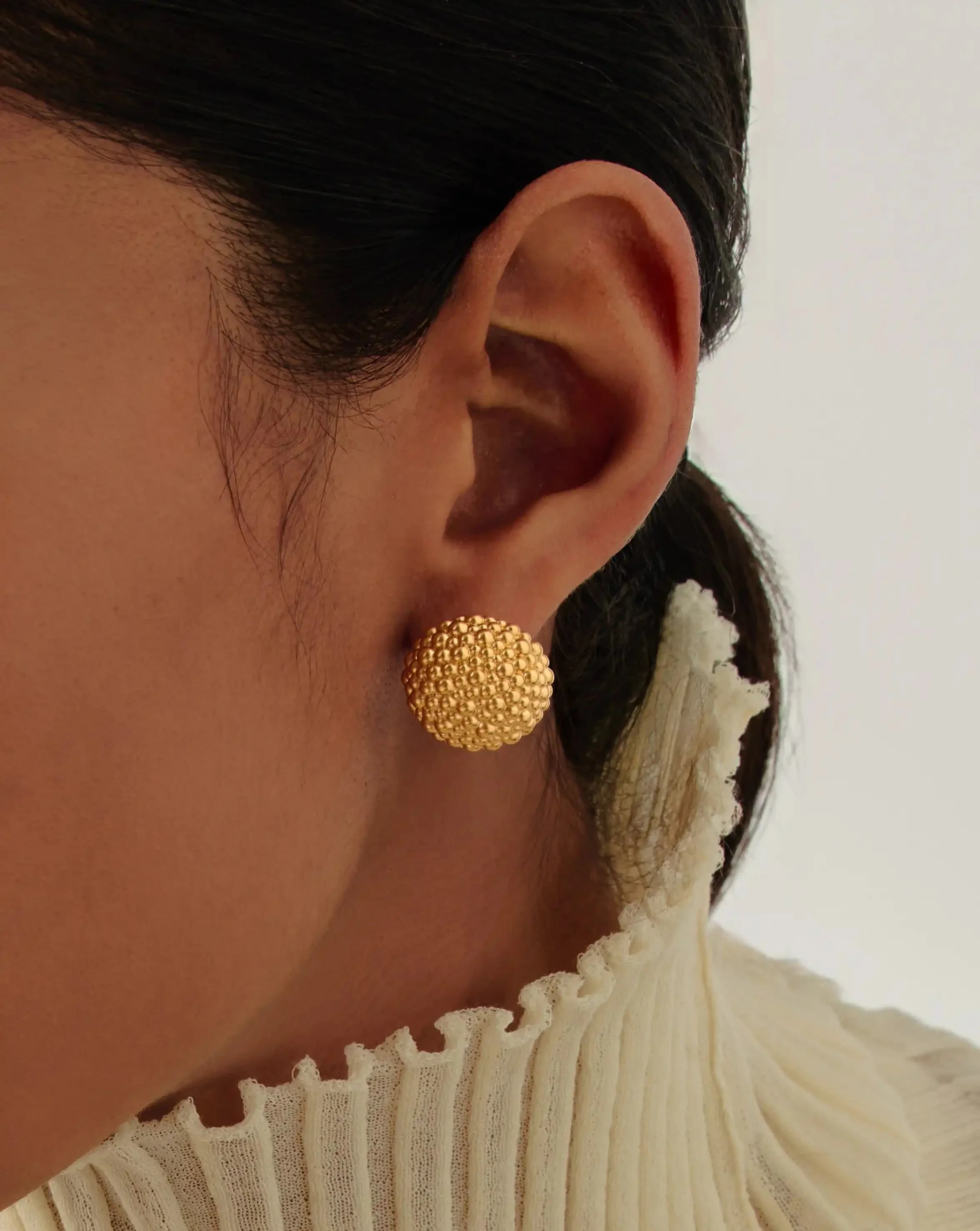 Baya Dome Stud Earrings | 18ct Gold Plated - Image 3