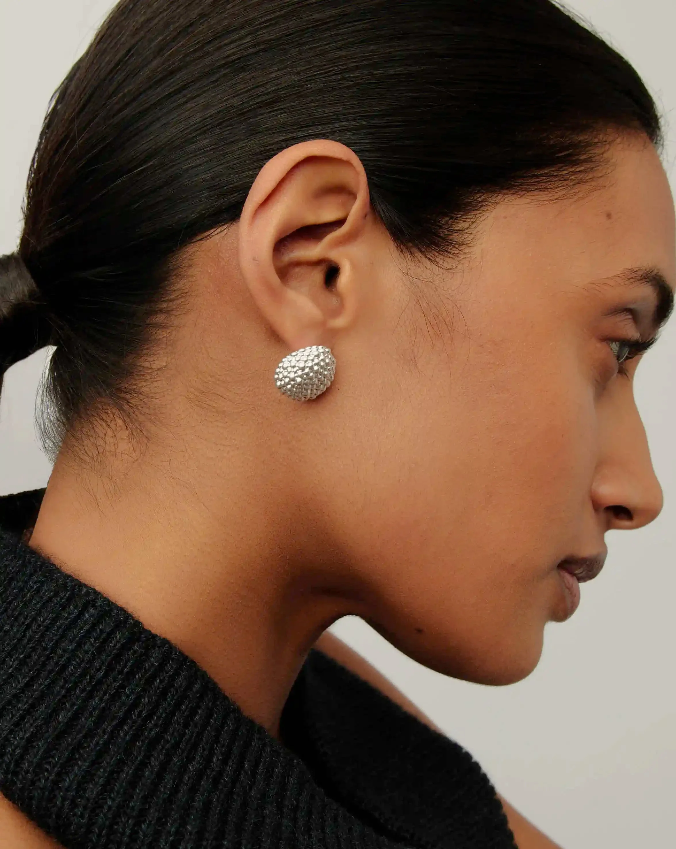 Baya Dome Stud Earrings | Silver Plated - Image 6