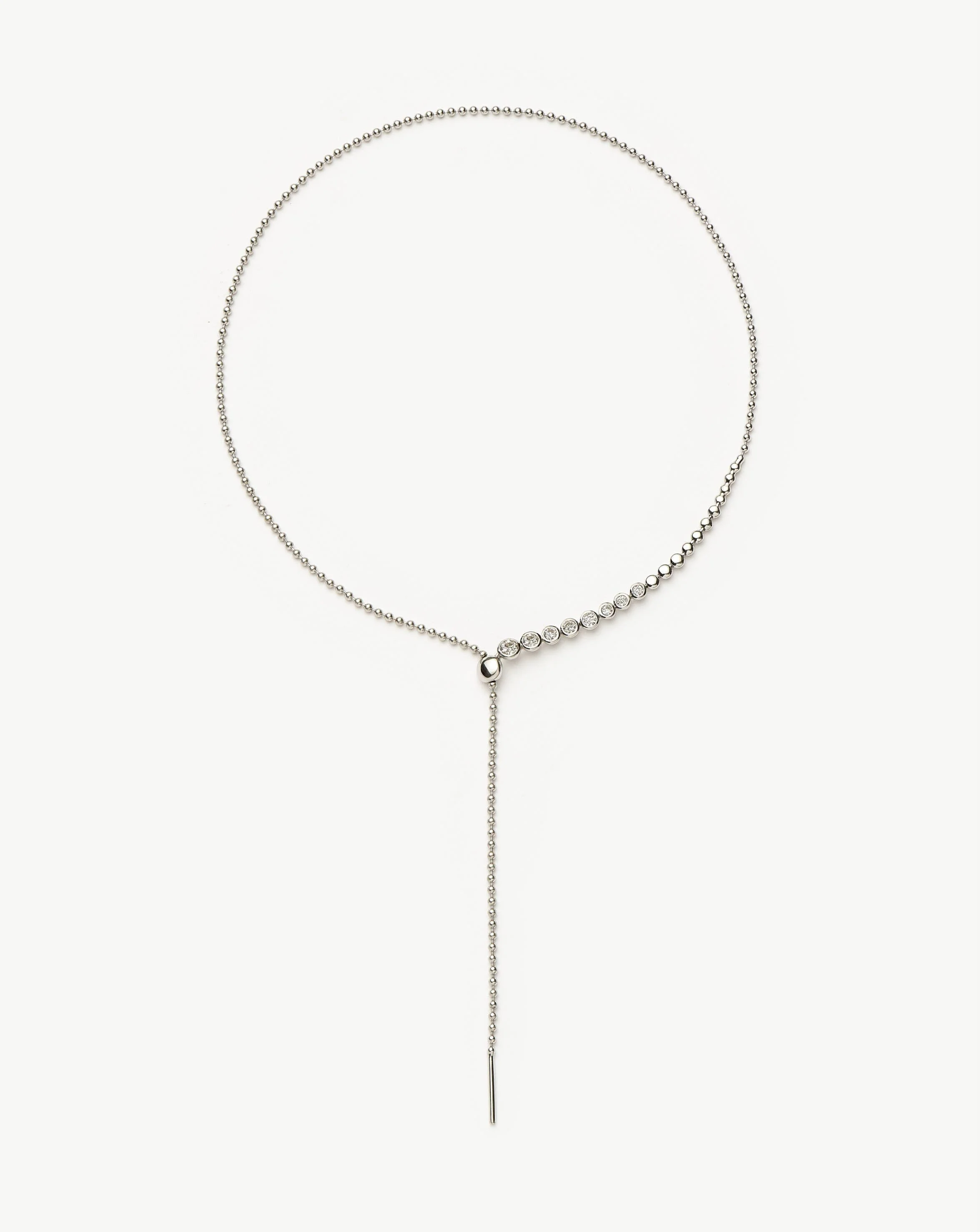 Beaded Stone Slider Lariat Necklace | Sterling Silver Cubic Zirconia - Image 3