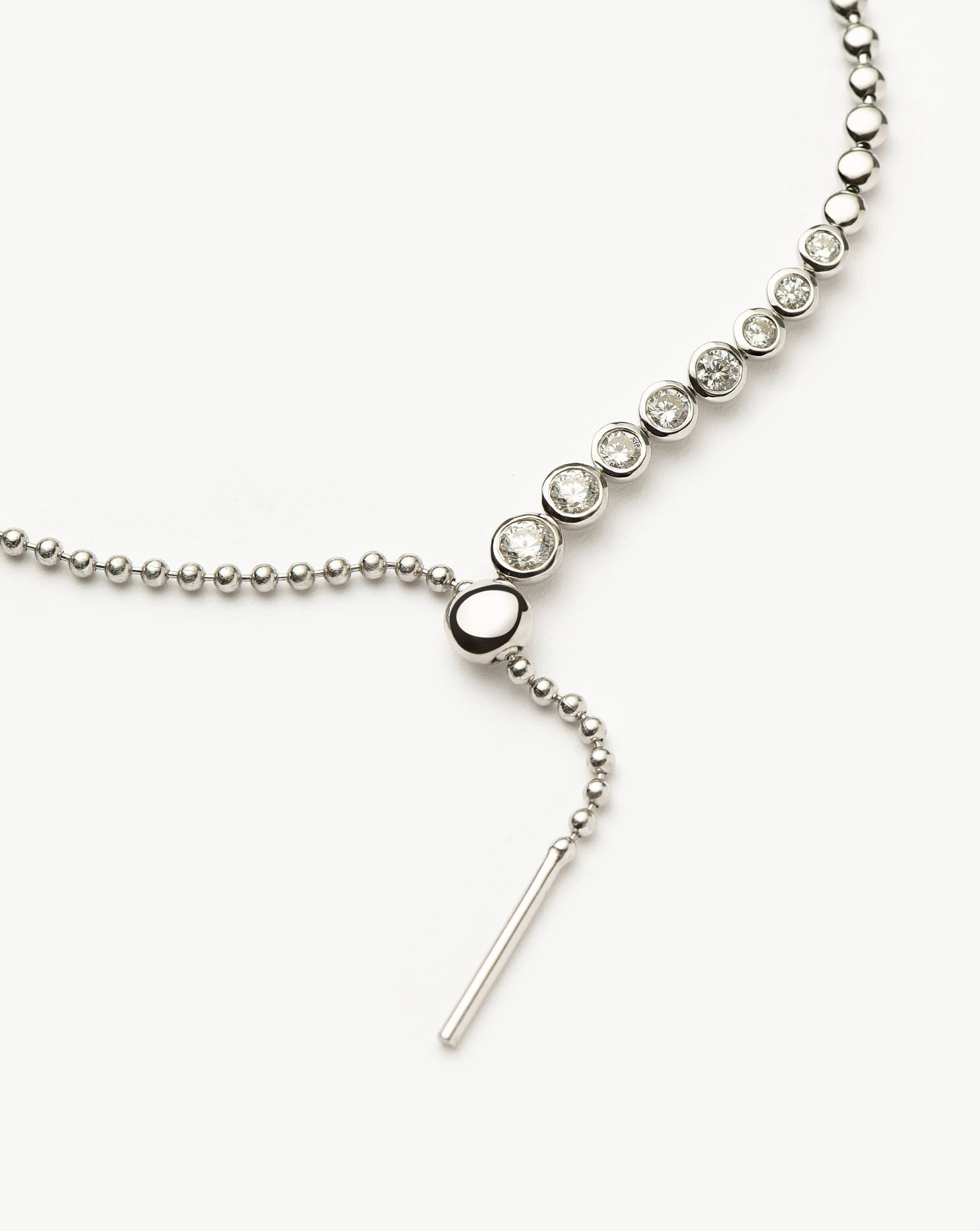 Beaded Stone Slider Lariat Necklace | Sterling Silver Cubic Zirconia - Image 5
