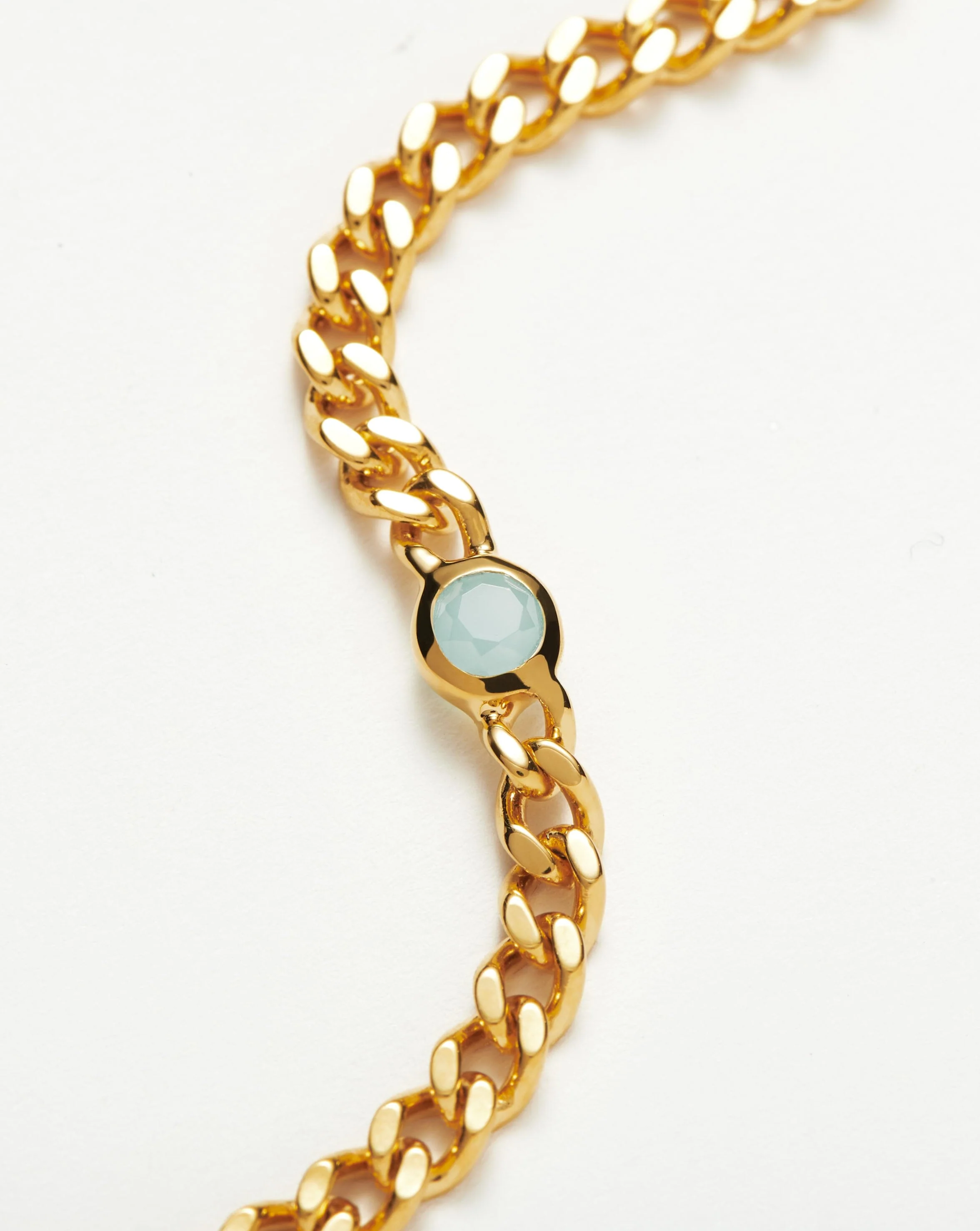 March Birthstone Chain Bracelet | 18ct Gold Plated Vermeil/Aqua Chalcedony - Image 4