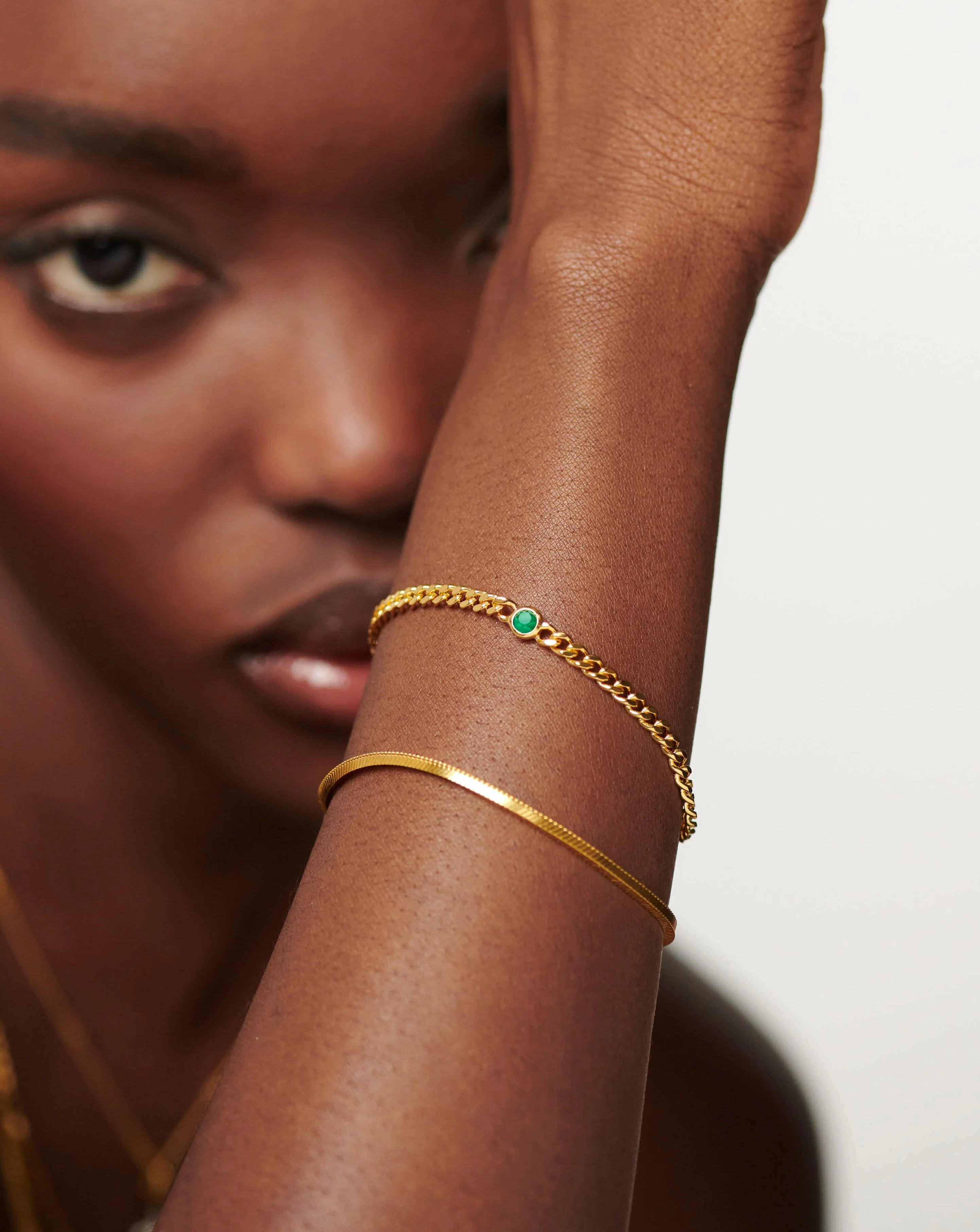 May Birthstone Chain Bracelet | 18ct Gold Plated Vermeil/Green Onyx - Image 3