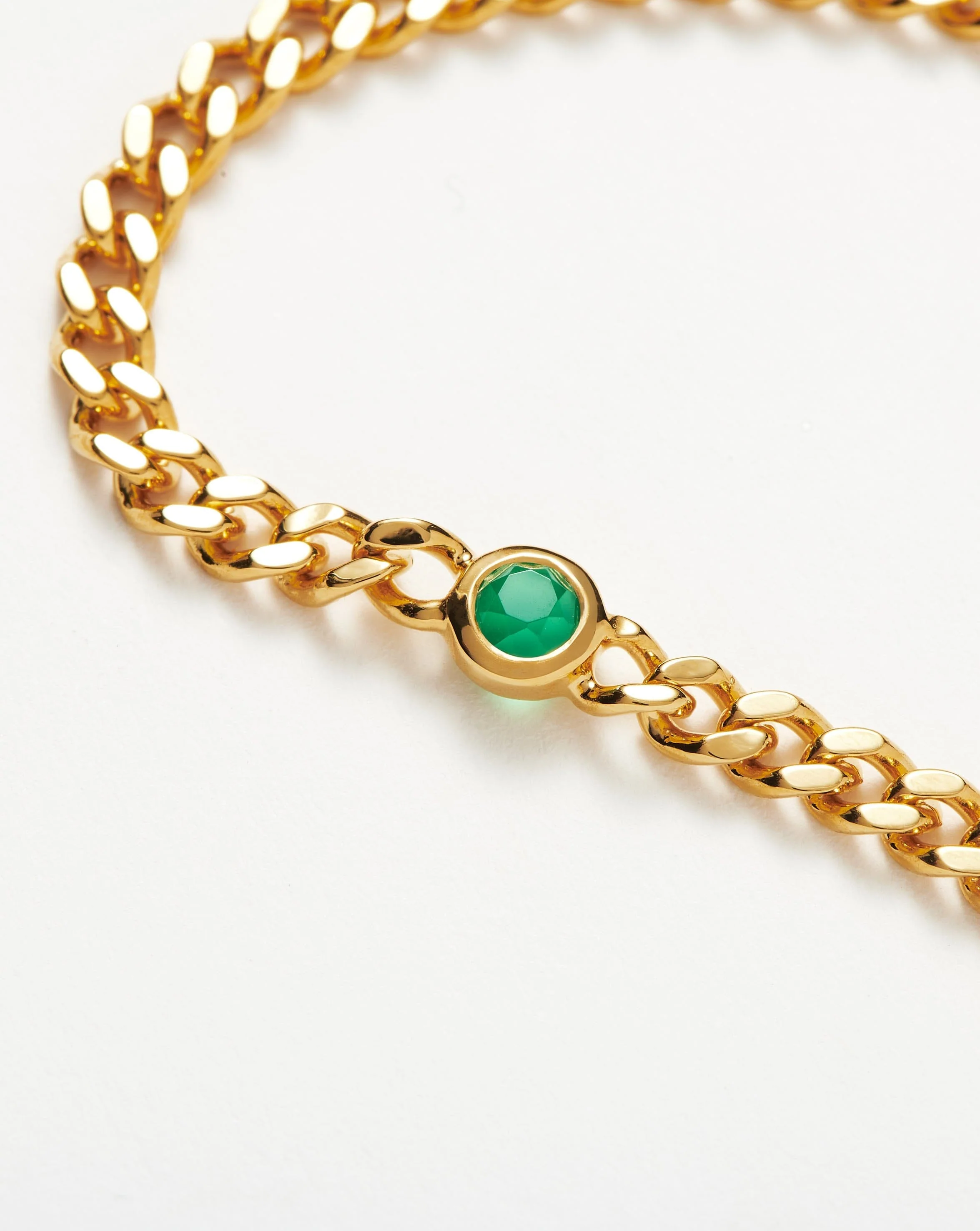May Birthstone Chain Bracelet | 18ct Gold Plated Vermeil/Green Onyx - Image 4