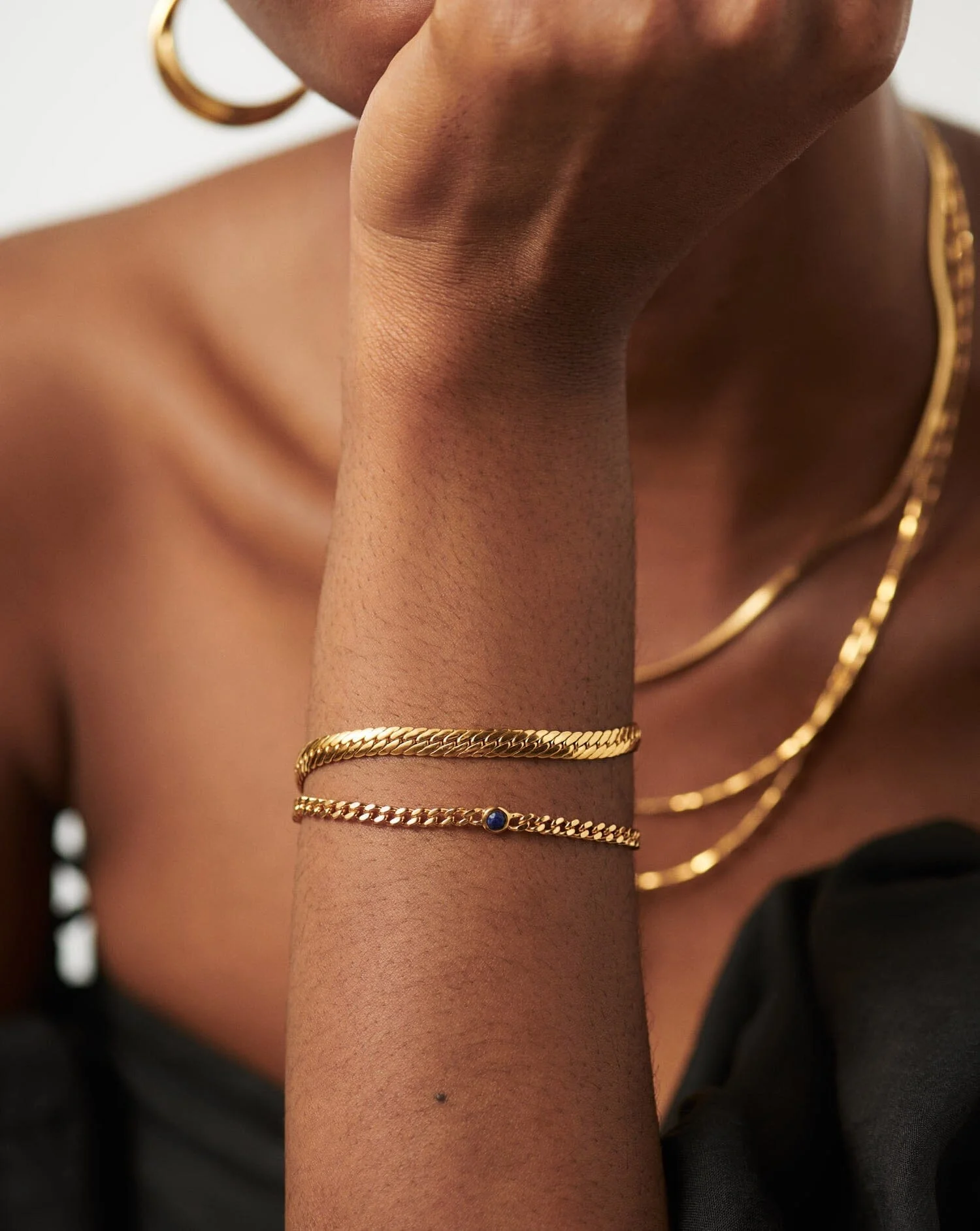 September Birthstone Chain Bracelet | 18ct Gold Plated Vermeil/Lapis - Image 2
