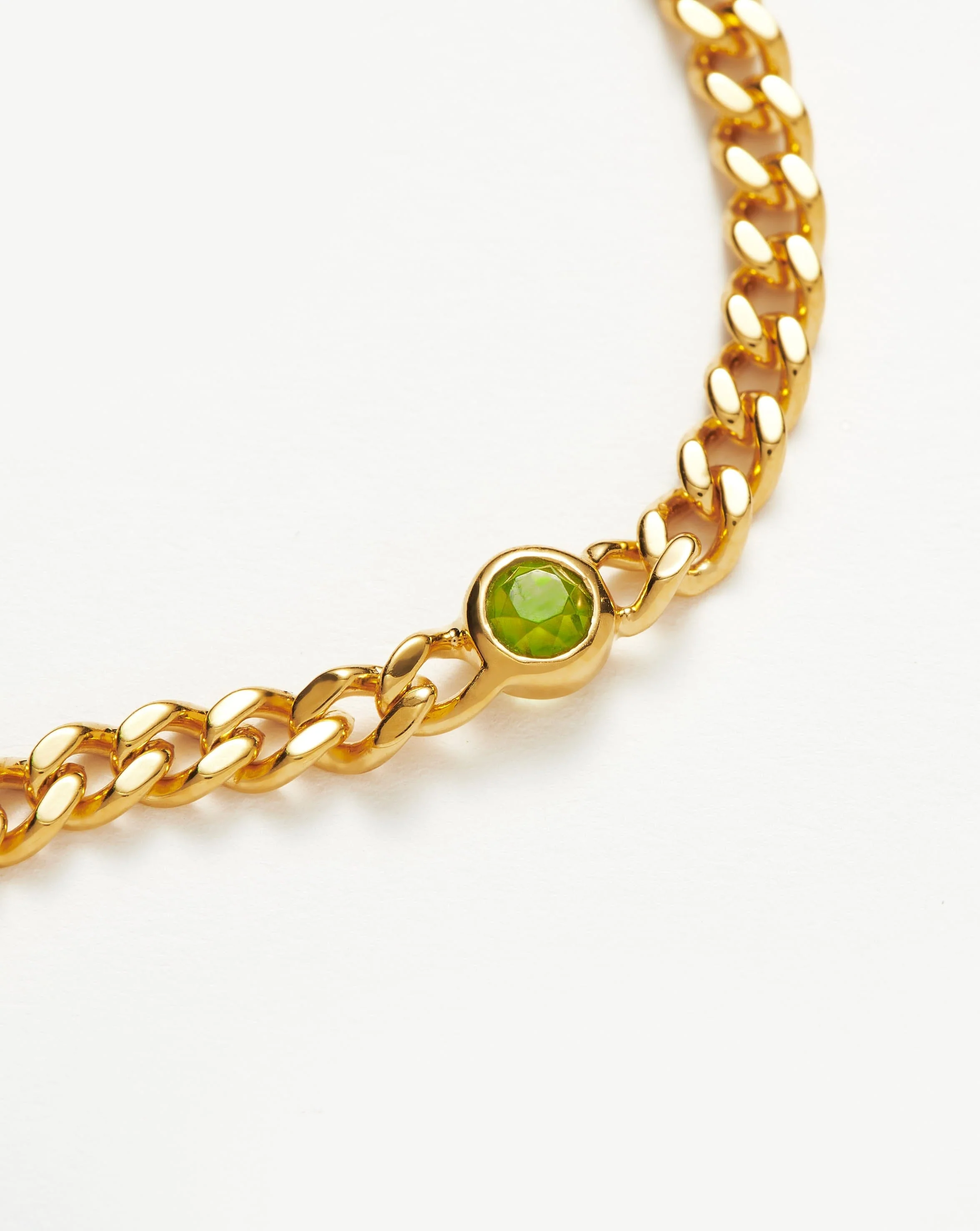 August Birthstone Chain Bracelet | 18ct Gold Plated Vermeil/Peridot - Image 3