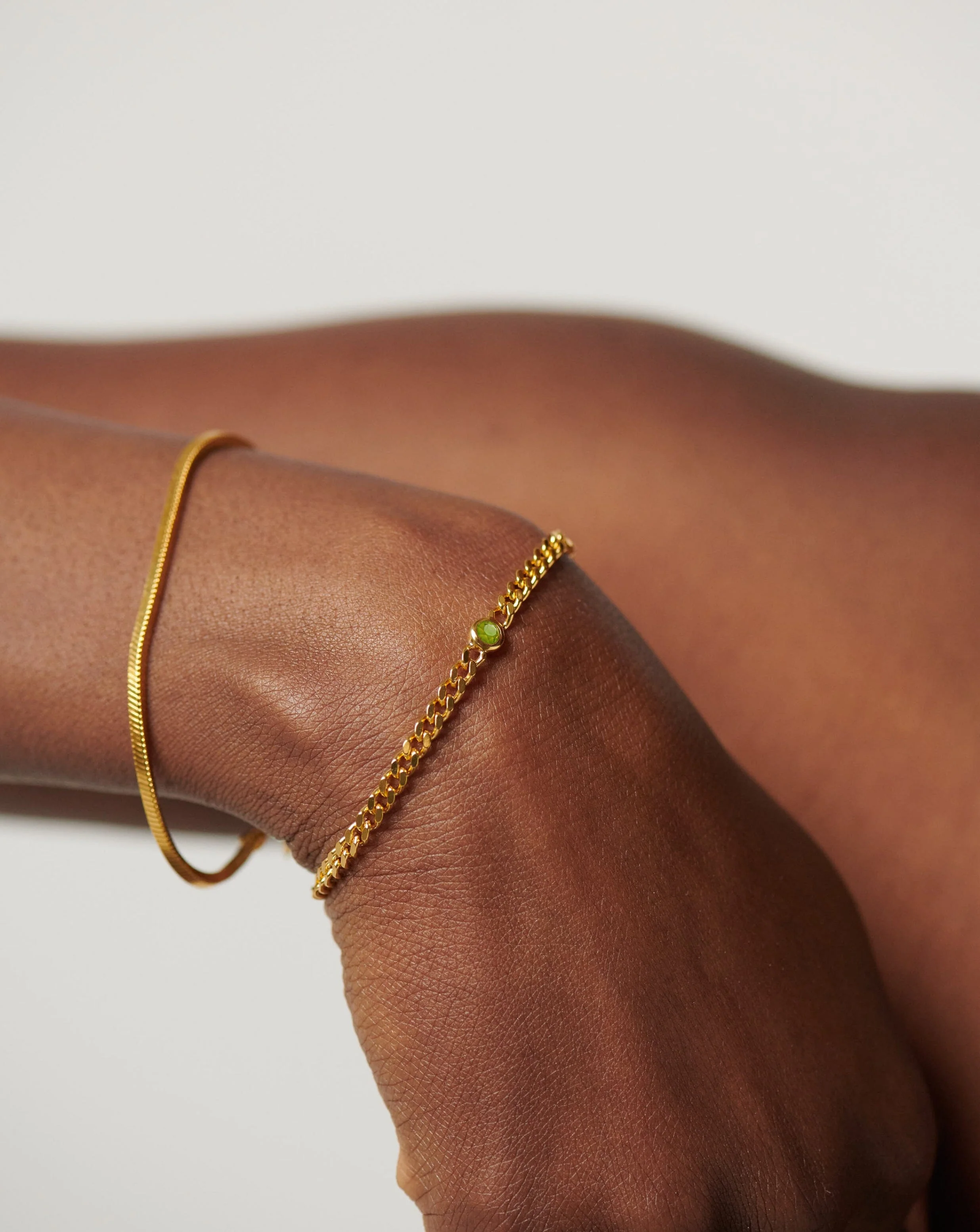 August Birthstone Chain Bracelet | 18ct Gold Plated Vermeil/Peridot - Image 4