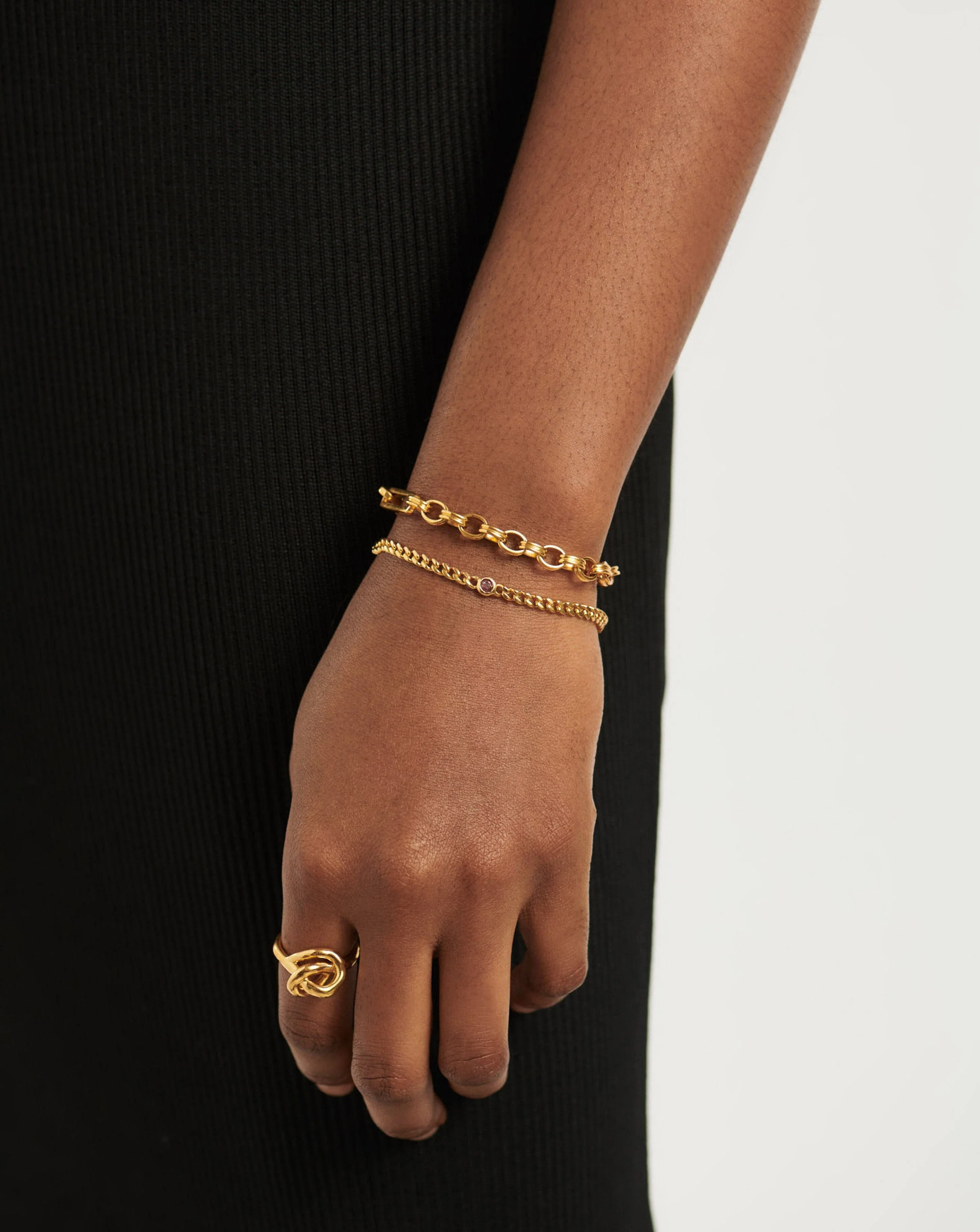 October Birthstone Chain Bracelet | 18ct Gold Plated Vermeil/Pink Tourmaline - Image 3