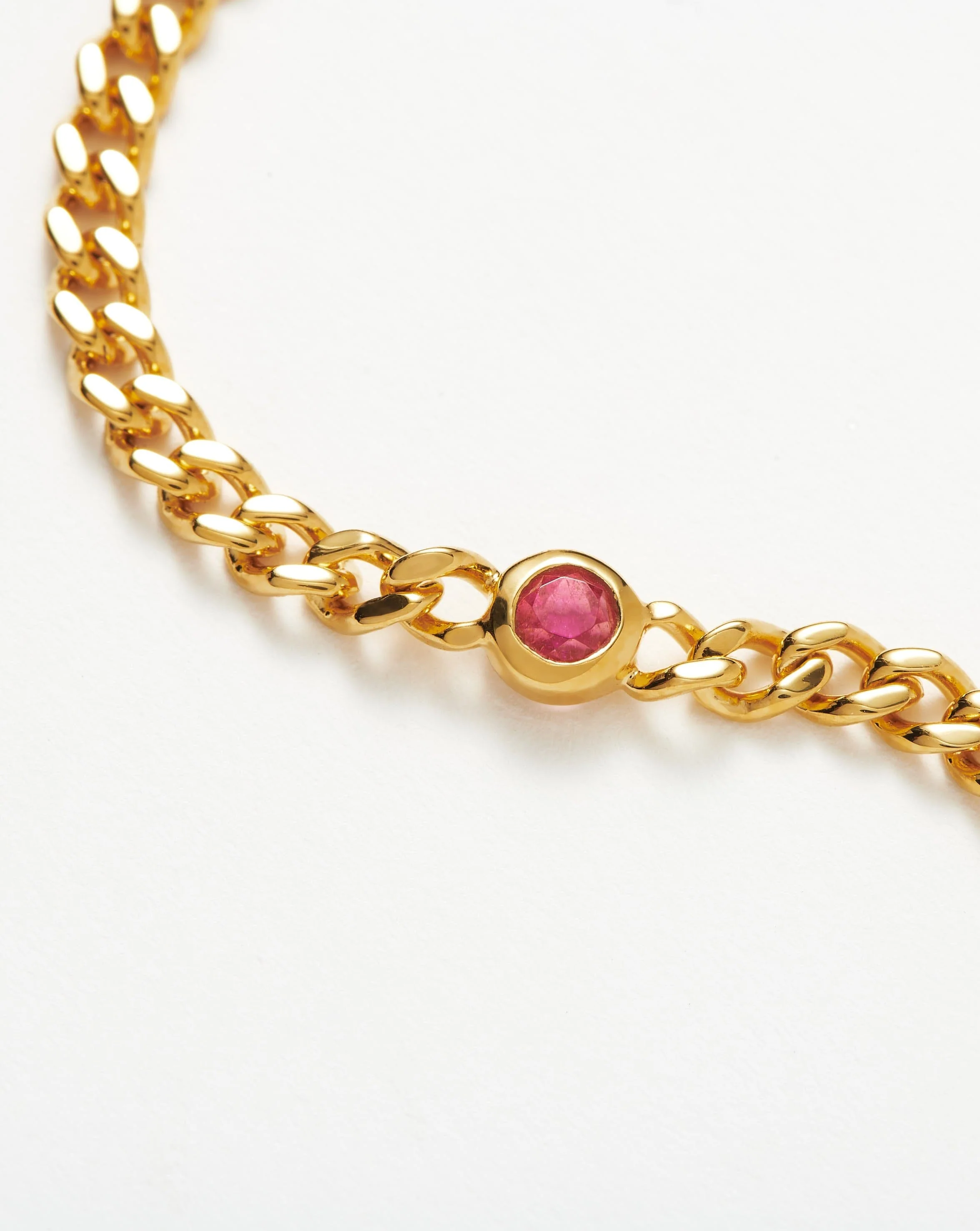 October Birthstone Chain Bracelet | 18ct Gold Plated Vermeil/Pink Tourmaline - Image 4