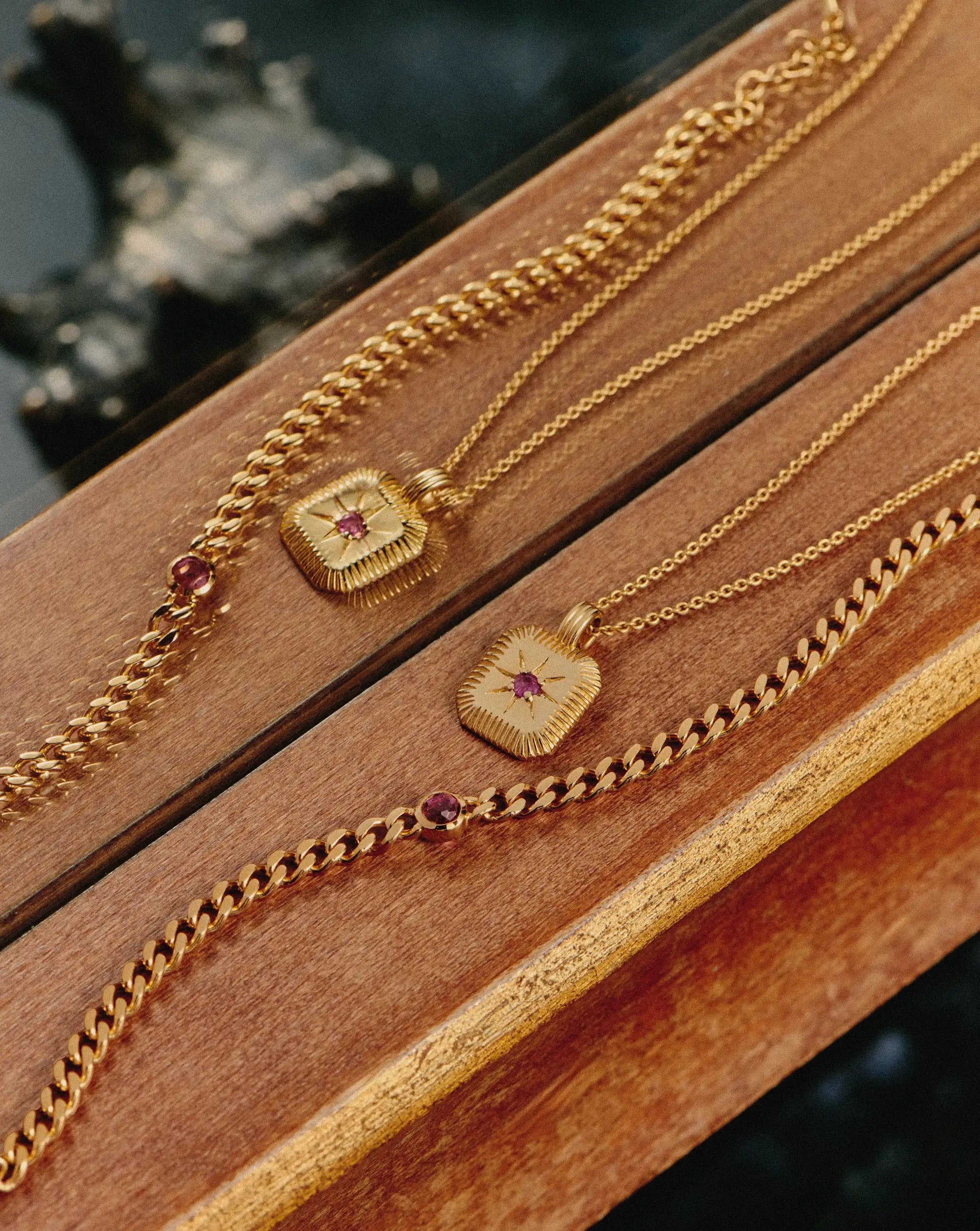 October Birthstone Chain Bracelet | 18ct Gold Plated Vermeil/Pink Tourmaline - Image 5