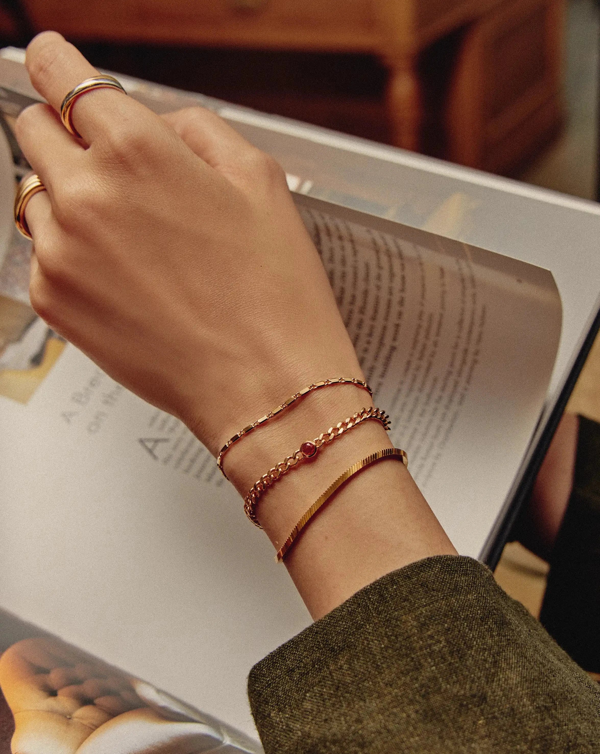 October Birthstone Chain Bracelet | 18ct Gold Plated Vermeil/Pink Tourmaline - Image 6