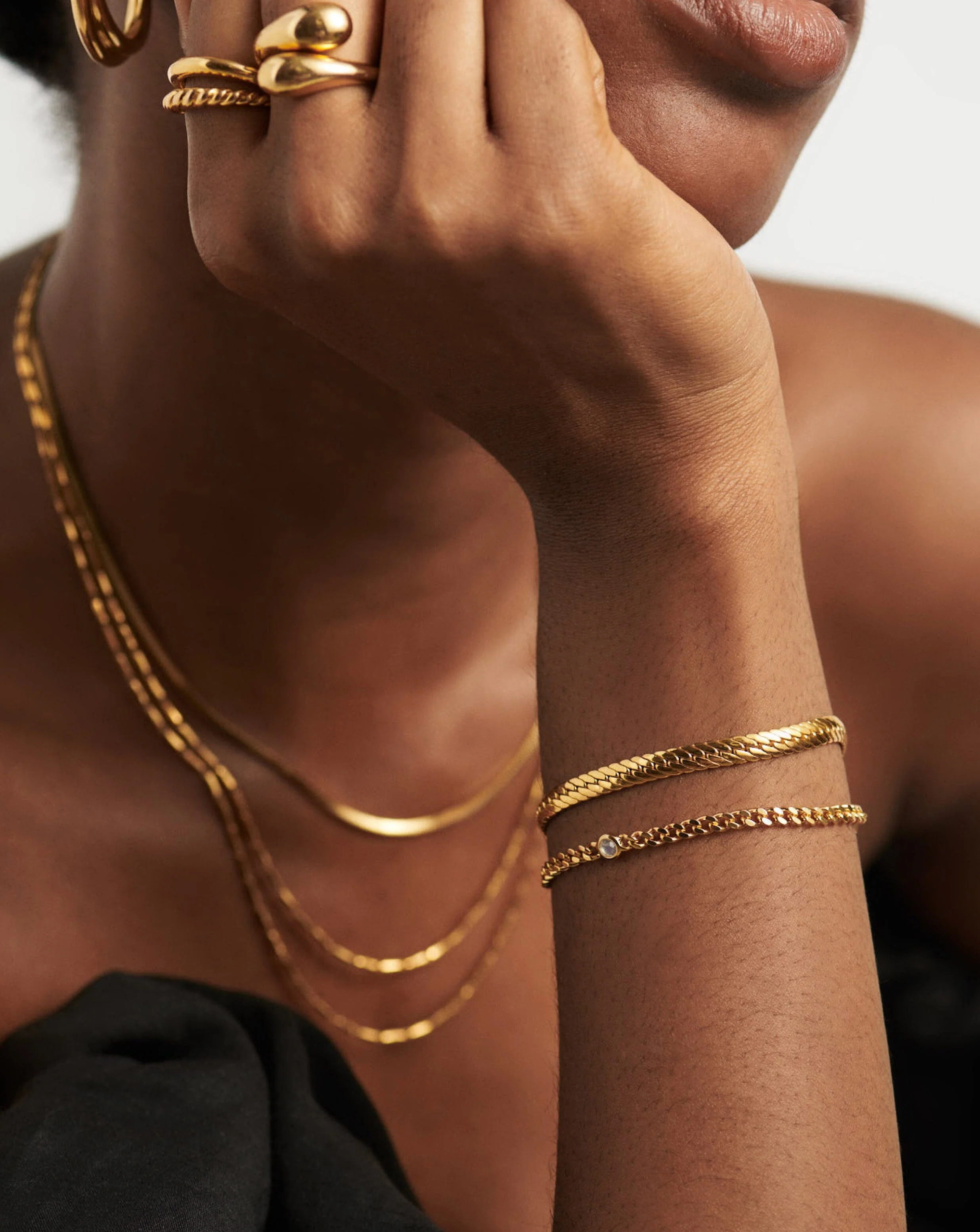 June Birthstone Chain Bracelet | 18ct Gold Plated Vermeil/Rainbow Moonstone - Image 3