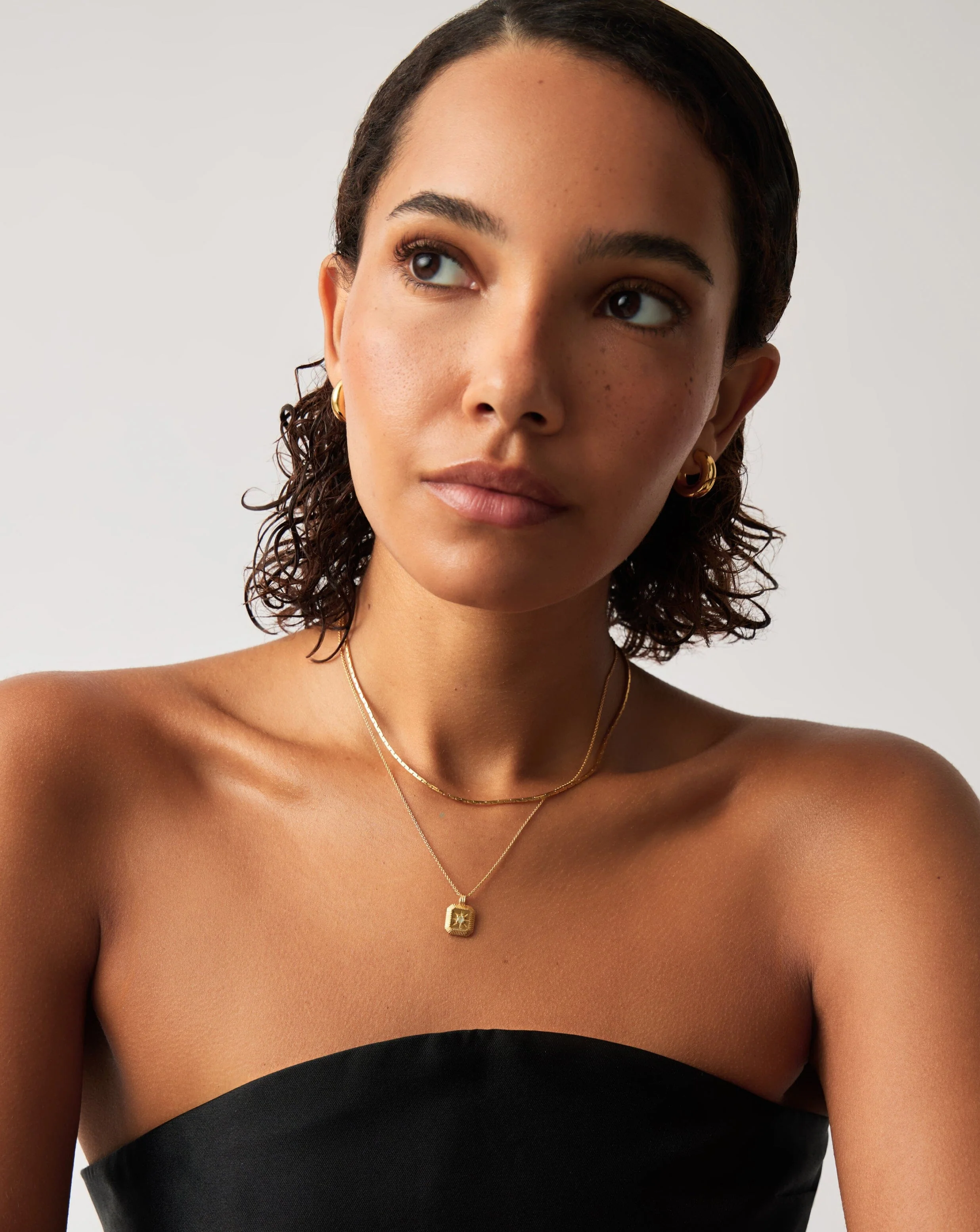 March Birthstone Pendant Necklace | 18ct Gold Vermeil/Dyed Aqua Chalcedony - Image 3