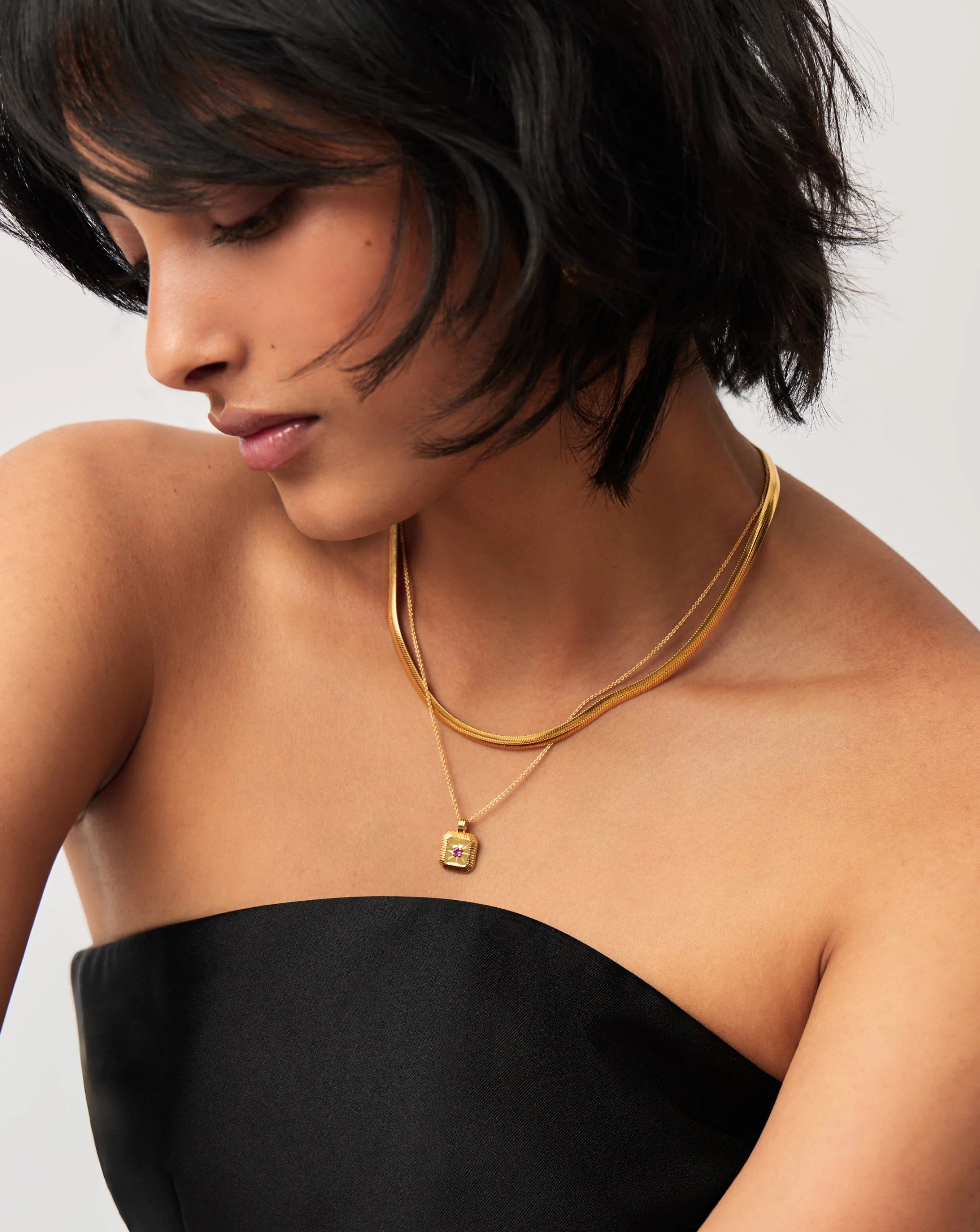 October Birthstone Pendant Necklace | 18ct Gold Vermeil/Pink Tourmaline - Image 2
