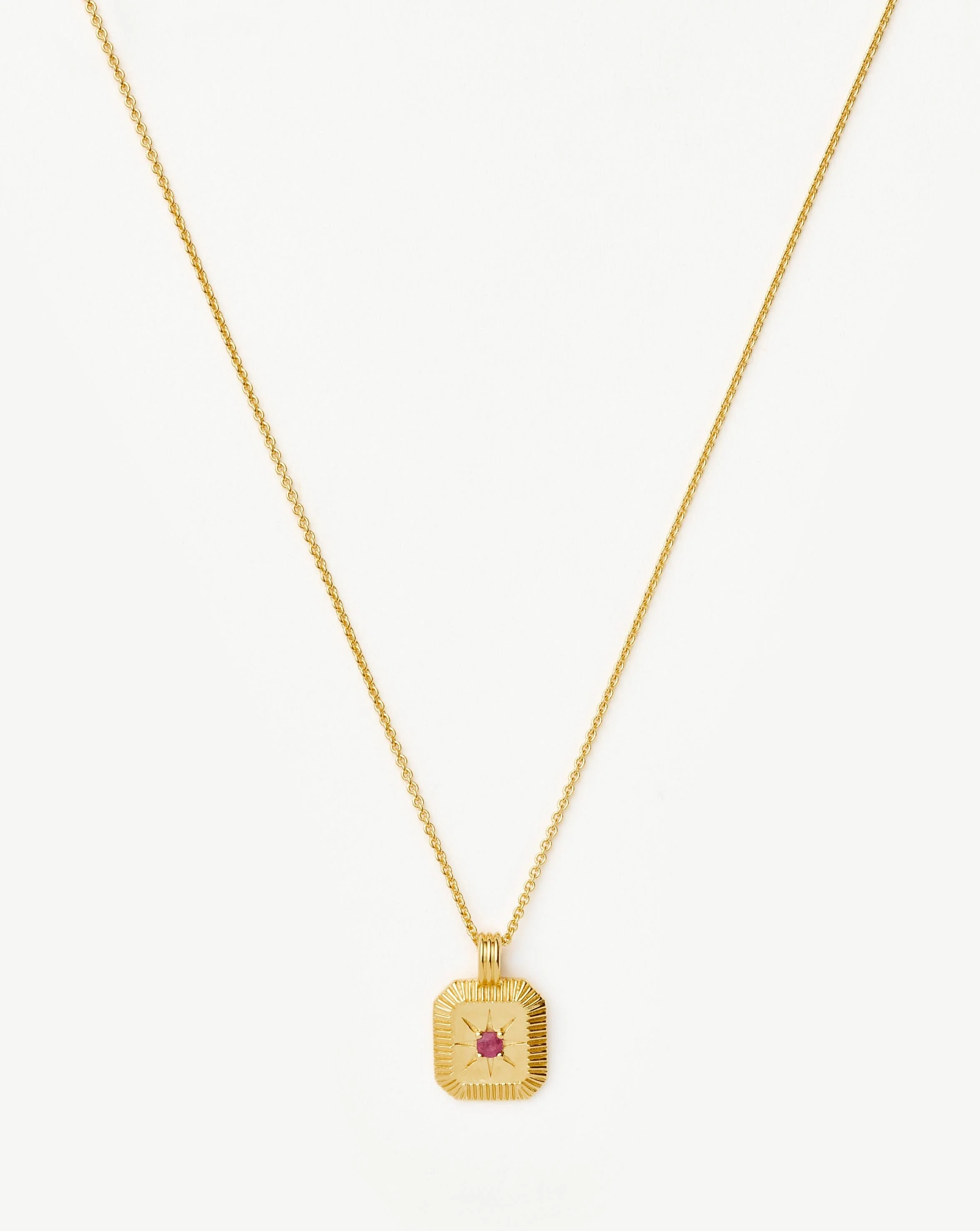 July Birthstone Pendant Necklace | 18ct Gold Vermeil/Glass Filled Ruby - Image 3