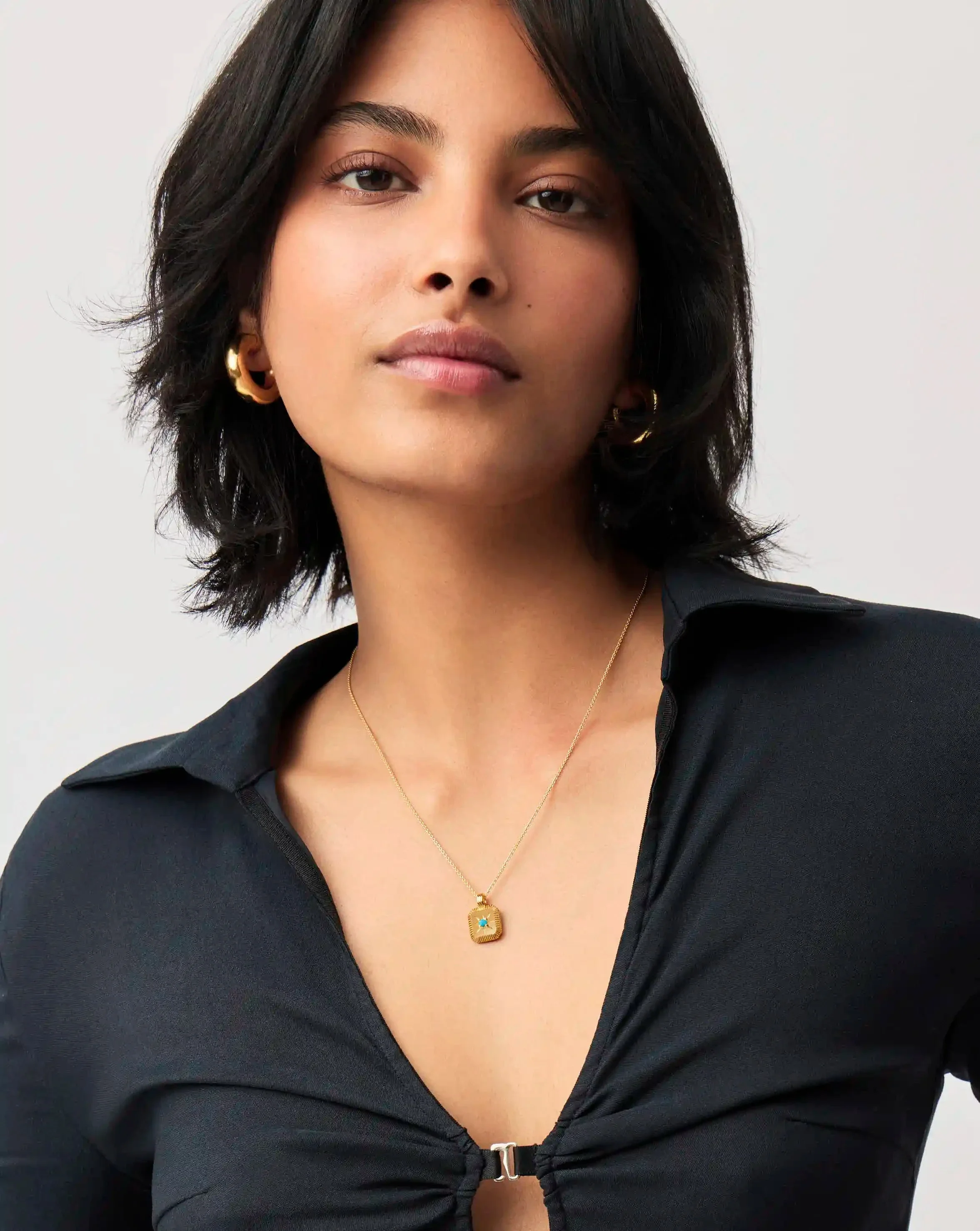 December Birthstone Pendant Necklace | 18ct Gold Vermeil/Dyed Turquoise Magnesite - Image 3