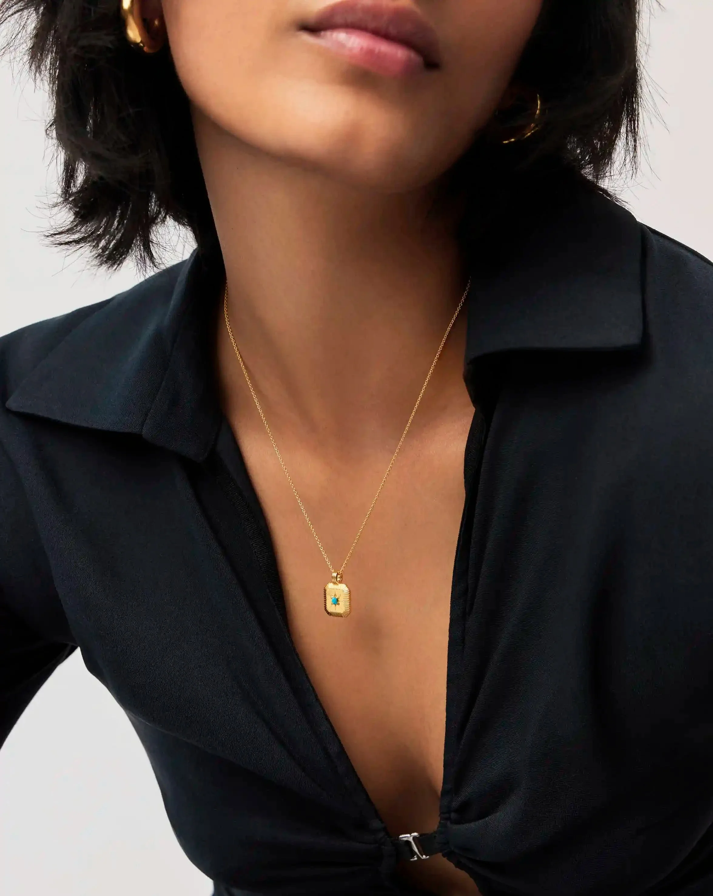 December Birthstone Pendant Necklace | 18ct Gold Vermeil/Dyed Turquoise Magnesite - Image 6