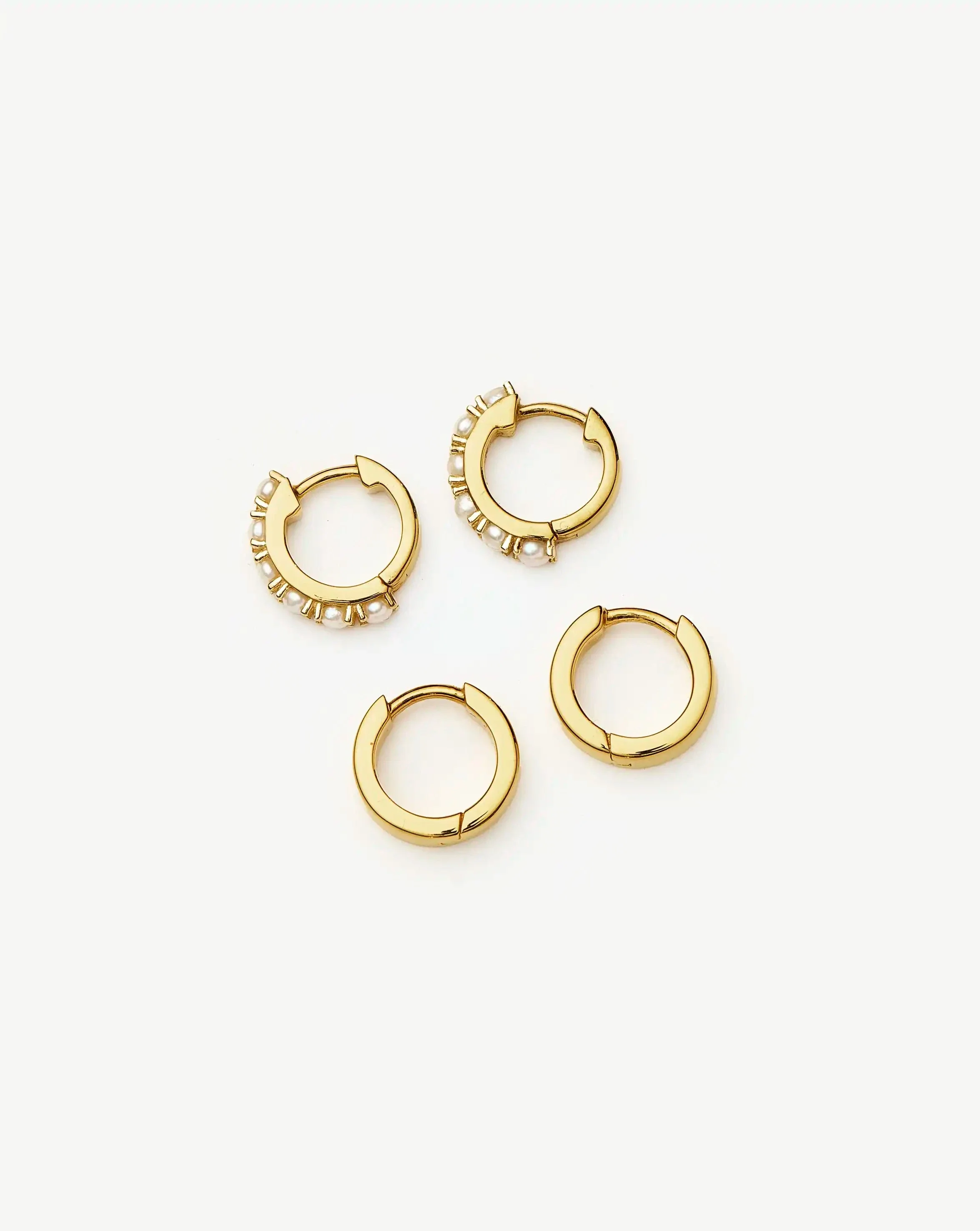 Chubby & Gemstone Huggies Set | 18ct Gold Plated Vermeil / Pearl - Image 4