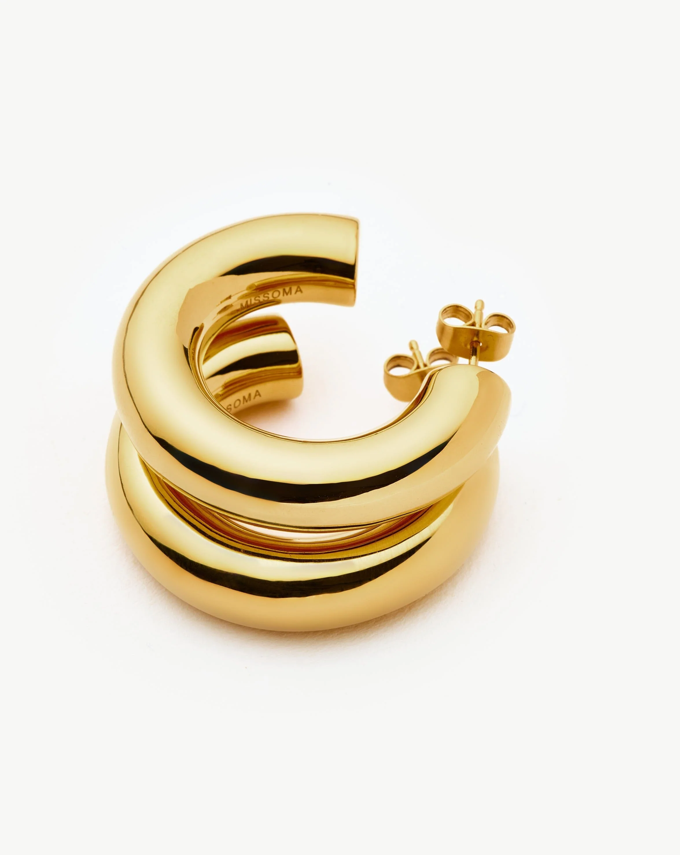 Chubby Large Hoop Earrings | 18ct Gold Plated - Image 5