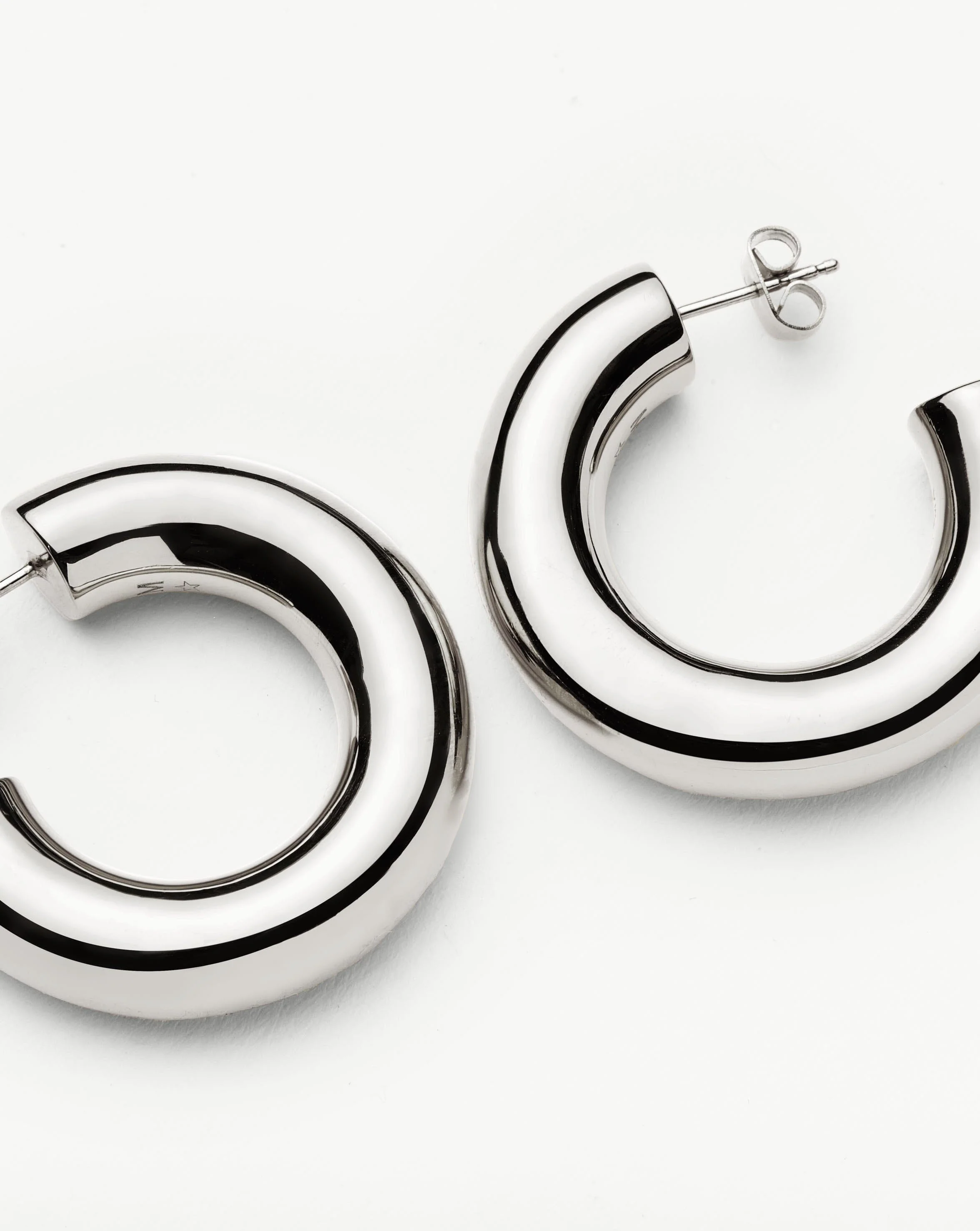 Chubby Large Hoop Earrings | Silver Plated - Image 4