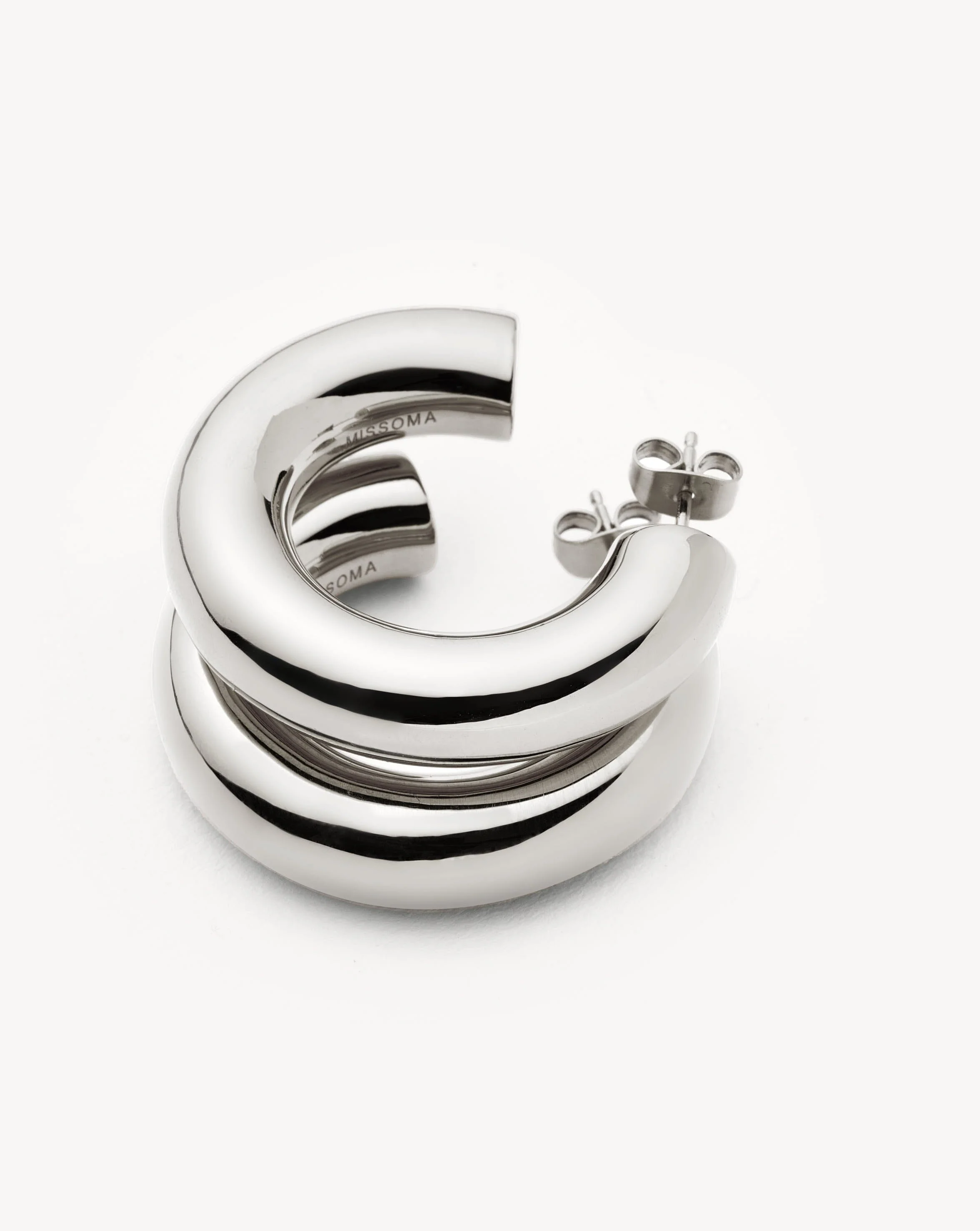 Chubby Large Hoop Earrings | Silver Plated - Image 5
