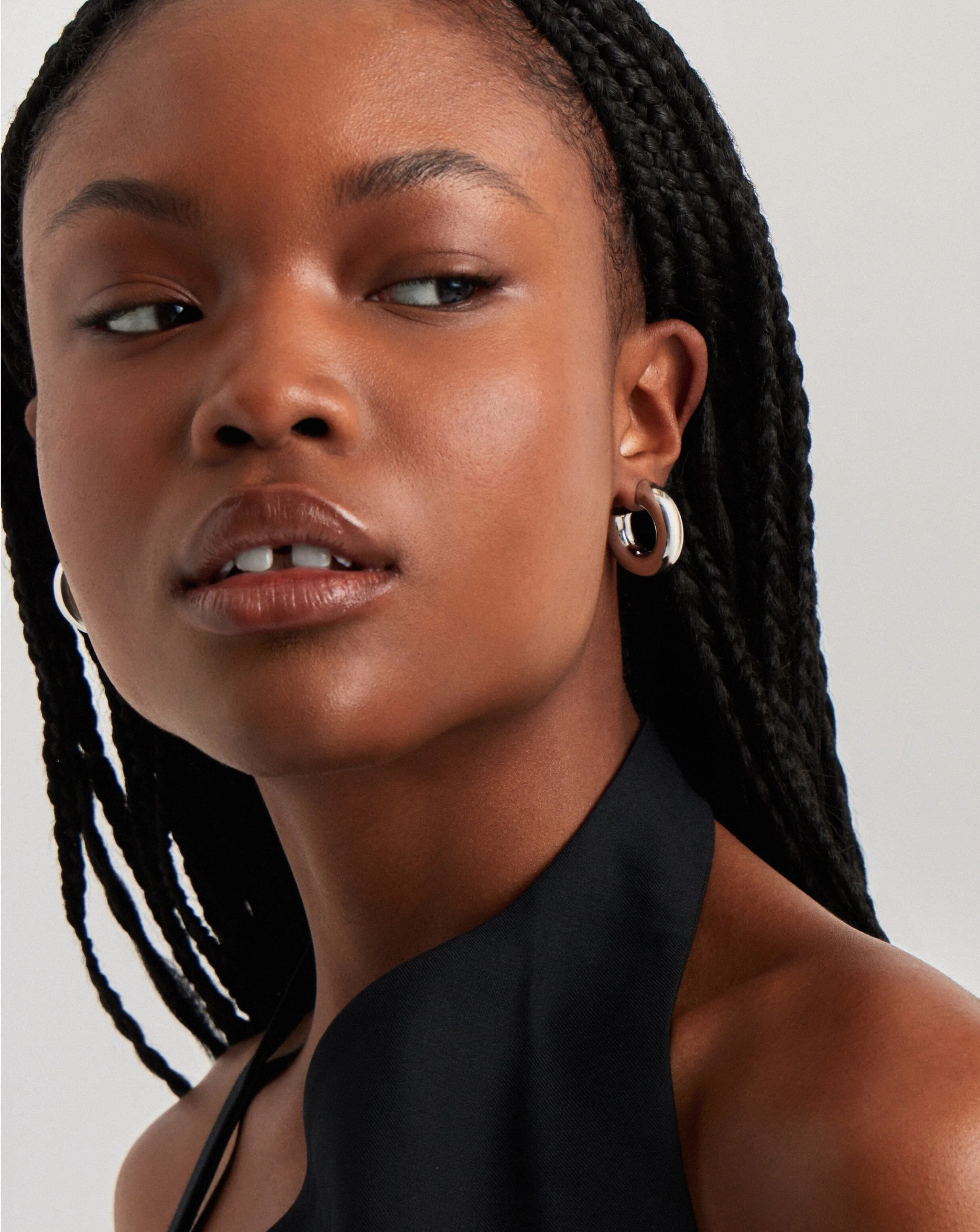 Chubby Medium Hoop Earrings | Sterling Silver - Image 2