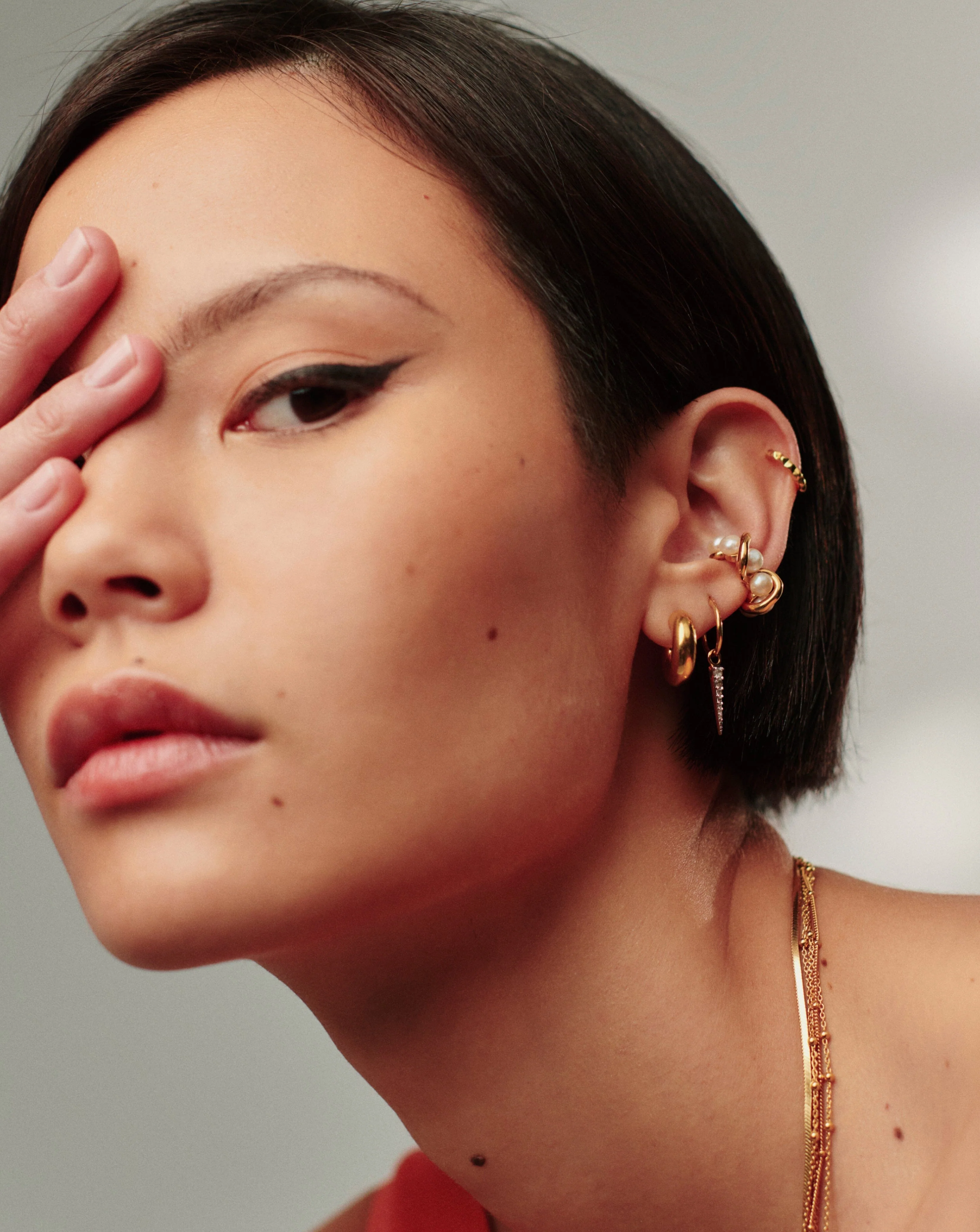 Chubby Mini Hoop Earrings | 18ct Gold Vermeil - Image 2
