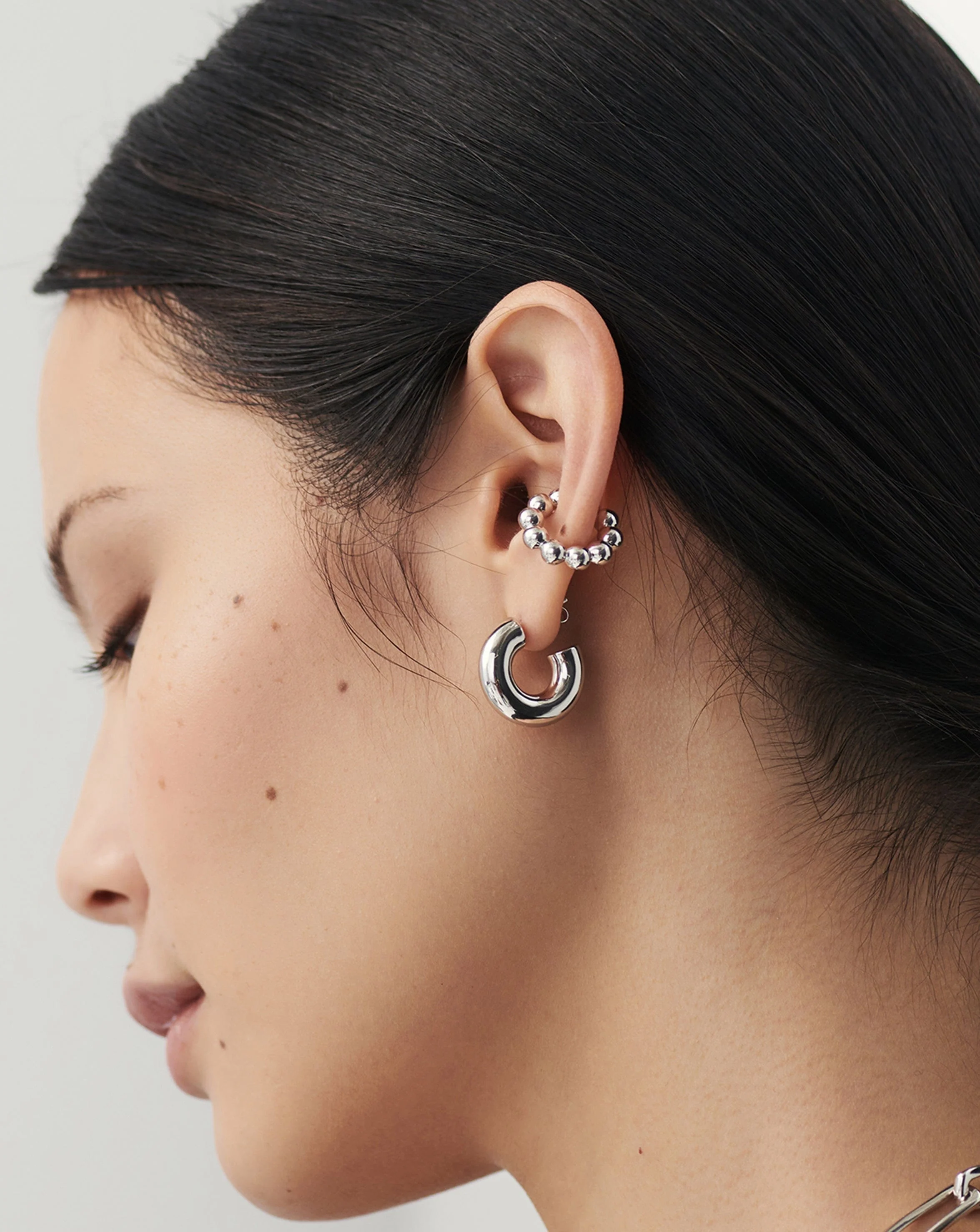 Chubby Small Hoop Earrings | Sterling Silver - Image 2