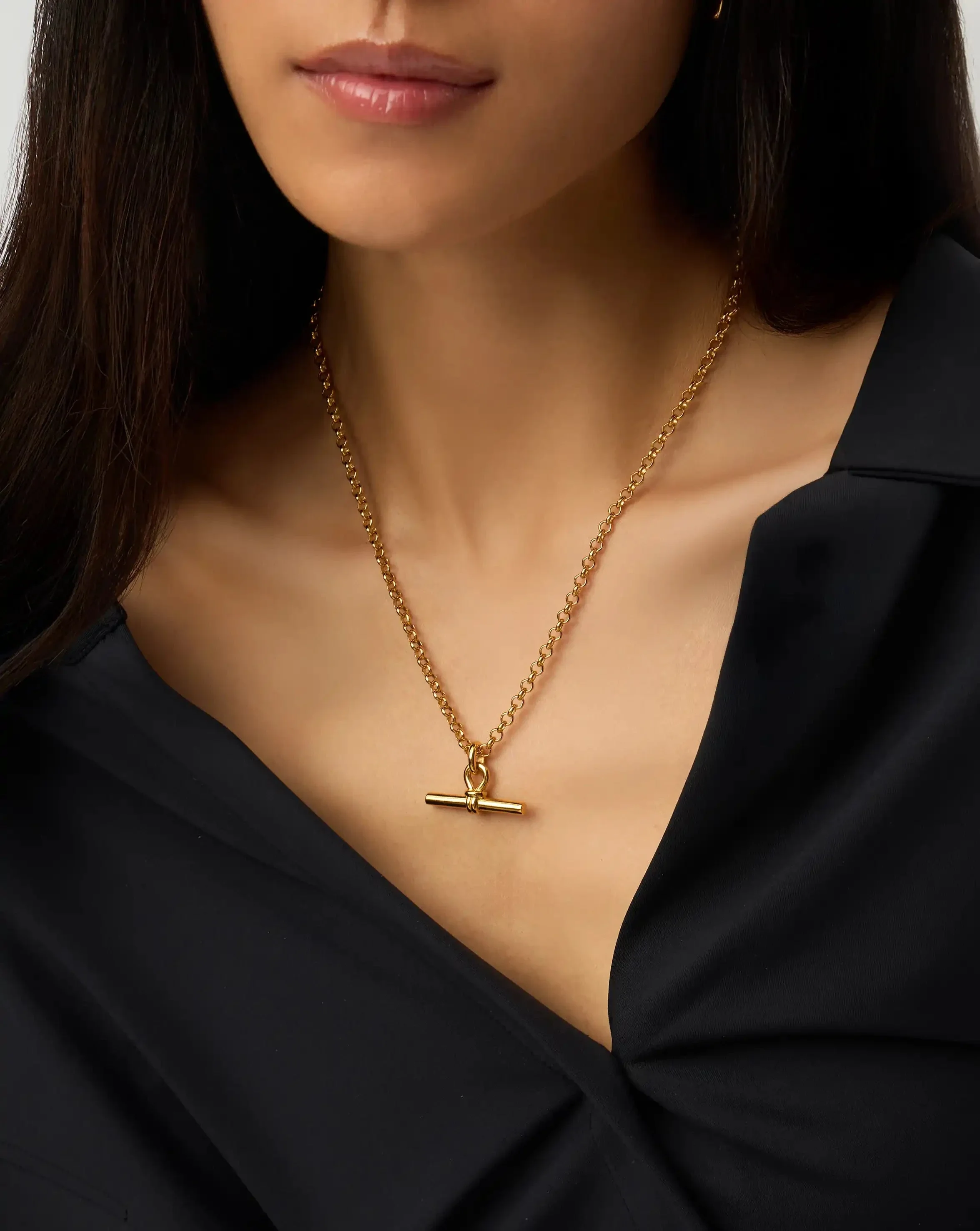 Chunky T-Bar Chain Necklace | 18ct Gold Plated - Image 3