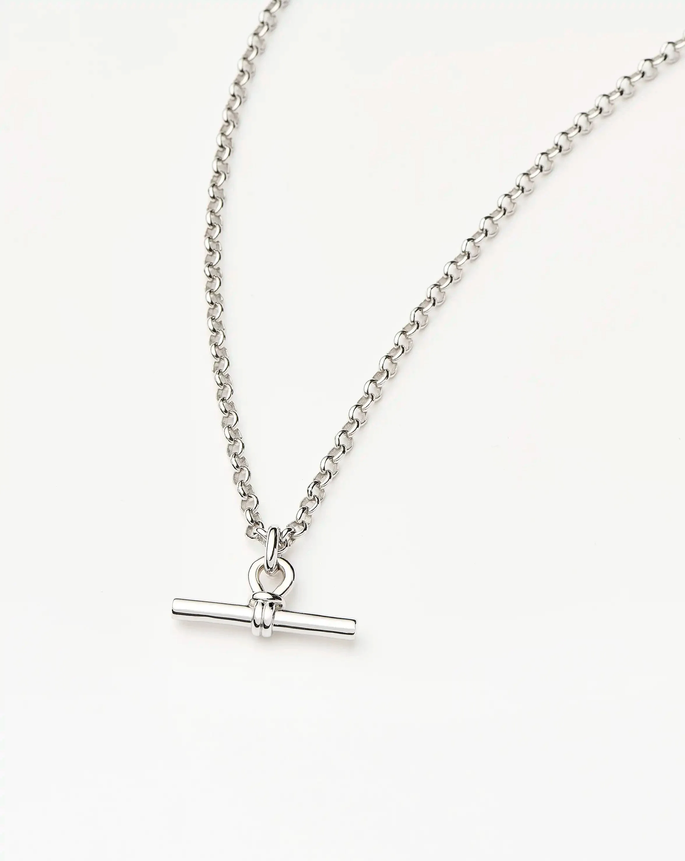 Chunky T-Bar Chain Necklace | Silver Plated - Image 3