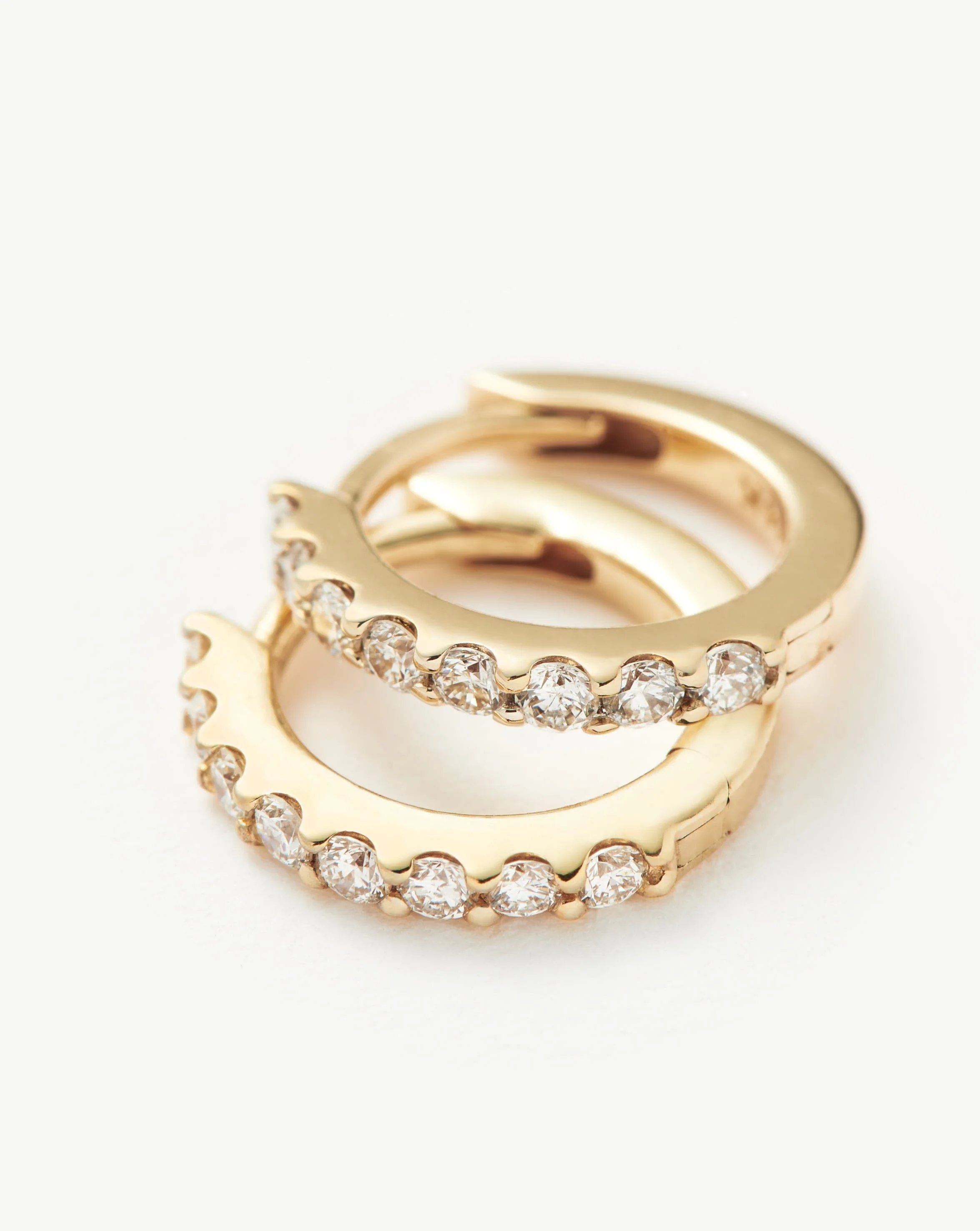Solid Gold Classic Diamond Huggies | 14ct Solid Gold/Diamond - Image 4