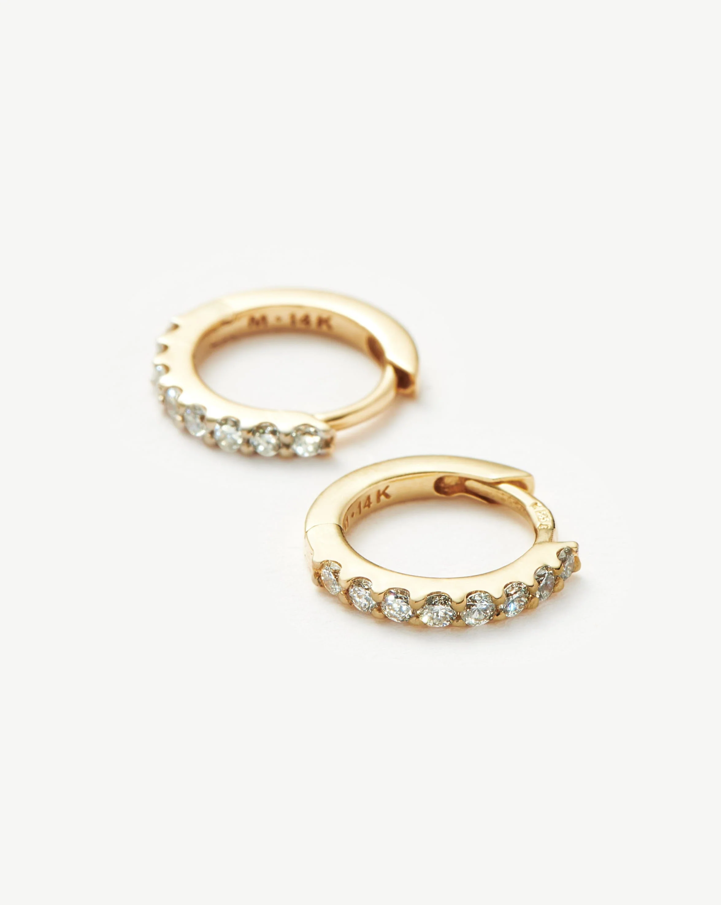 Solid Gold Classic Diamond Huggies | 14ct Solid Gold/Diamond - Image 5