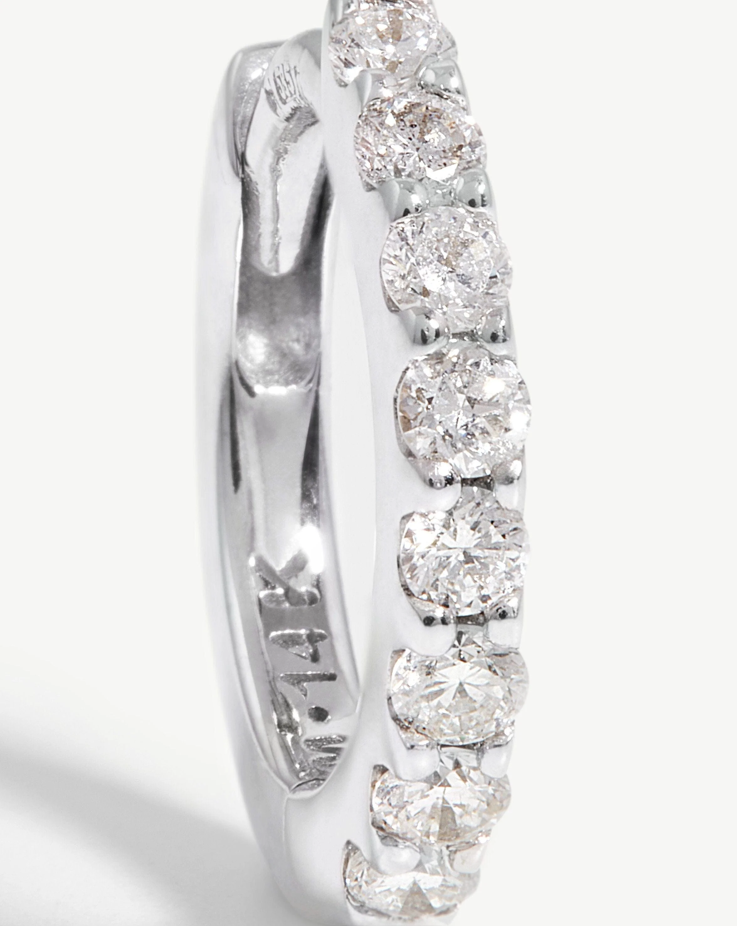 Solid Gold Classic Diamond Huggies | 14ct White Gold/Diamond - Image 4