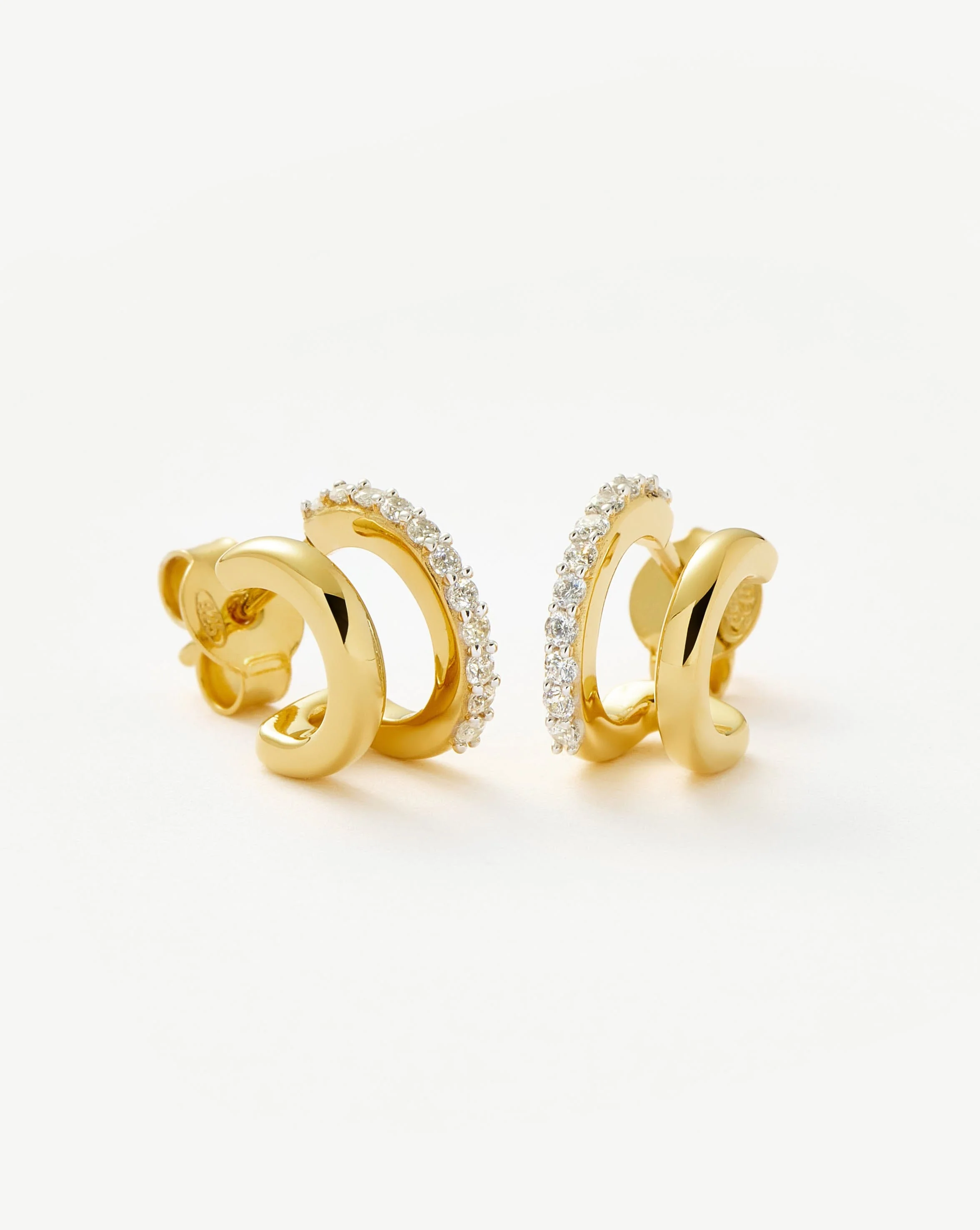 Classic Double Huggies | 18ct Gold Vermeil/Cubic Zirconia - Image 4