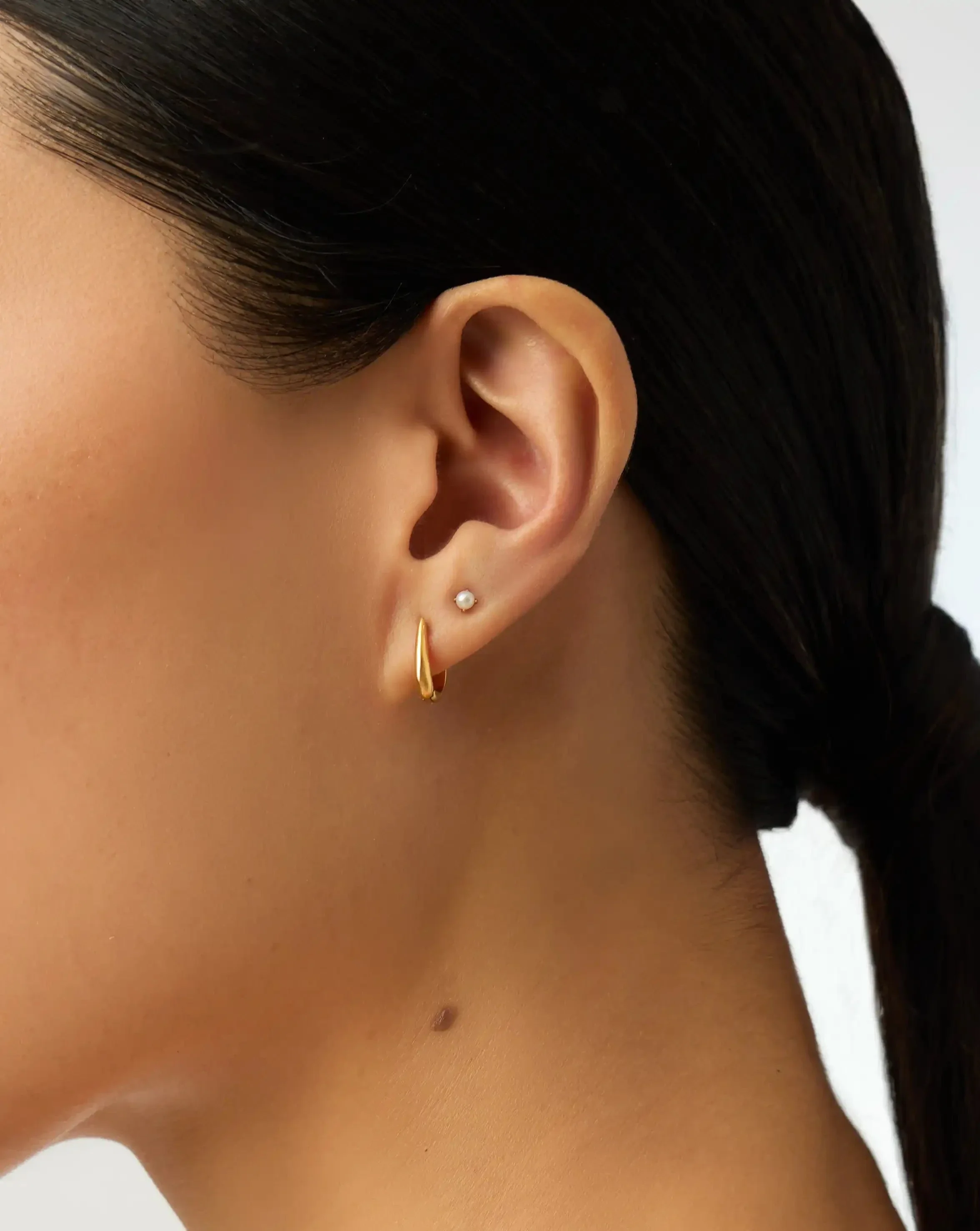 Classic Pearl Studs & Claw Huggies Set | 18ct Gold Vermeil/Pearl - Image 2