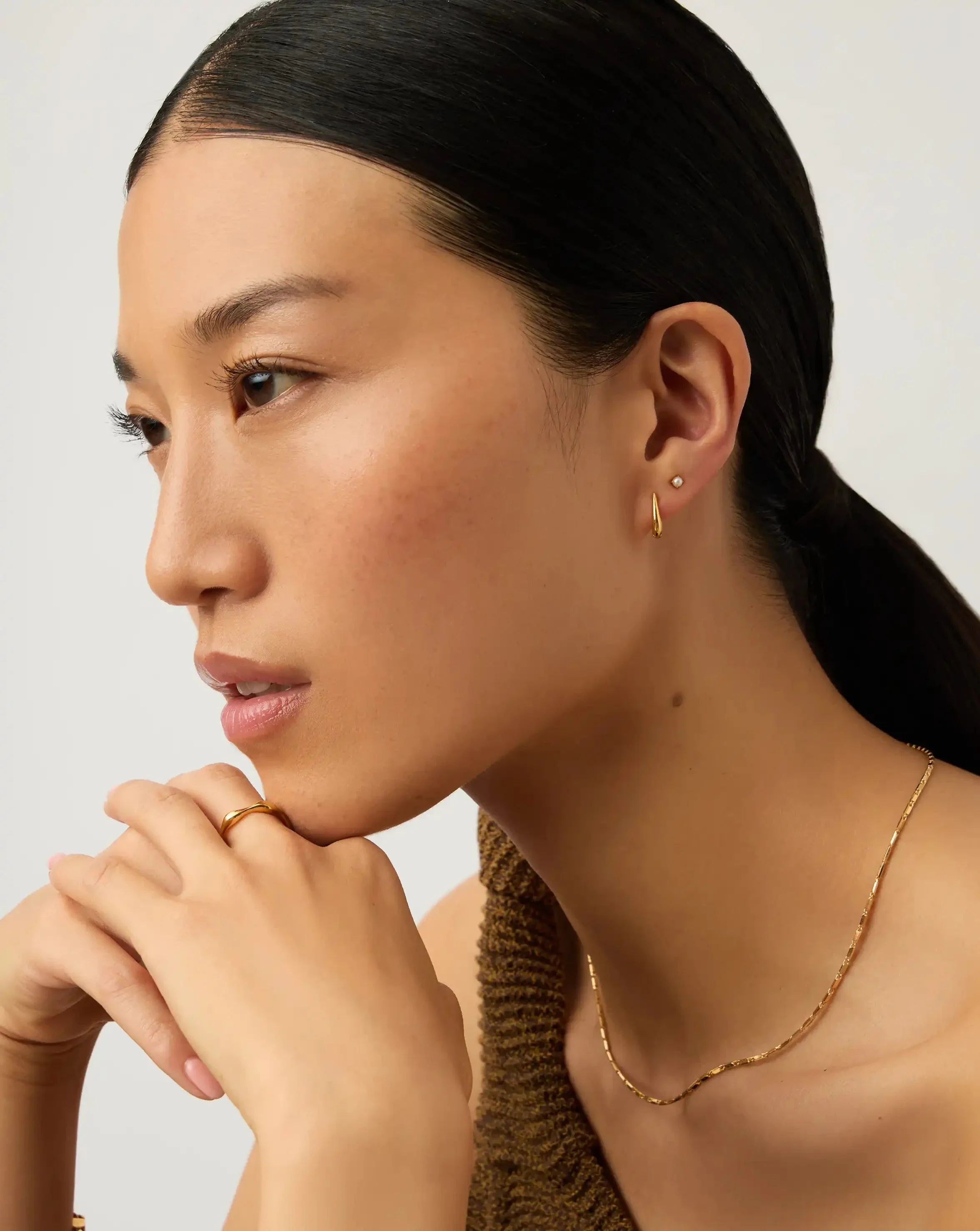 Classic Pearl Studs & Claw Huggies Set | 18ct Gold Vermeil/Pearl - Image 3