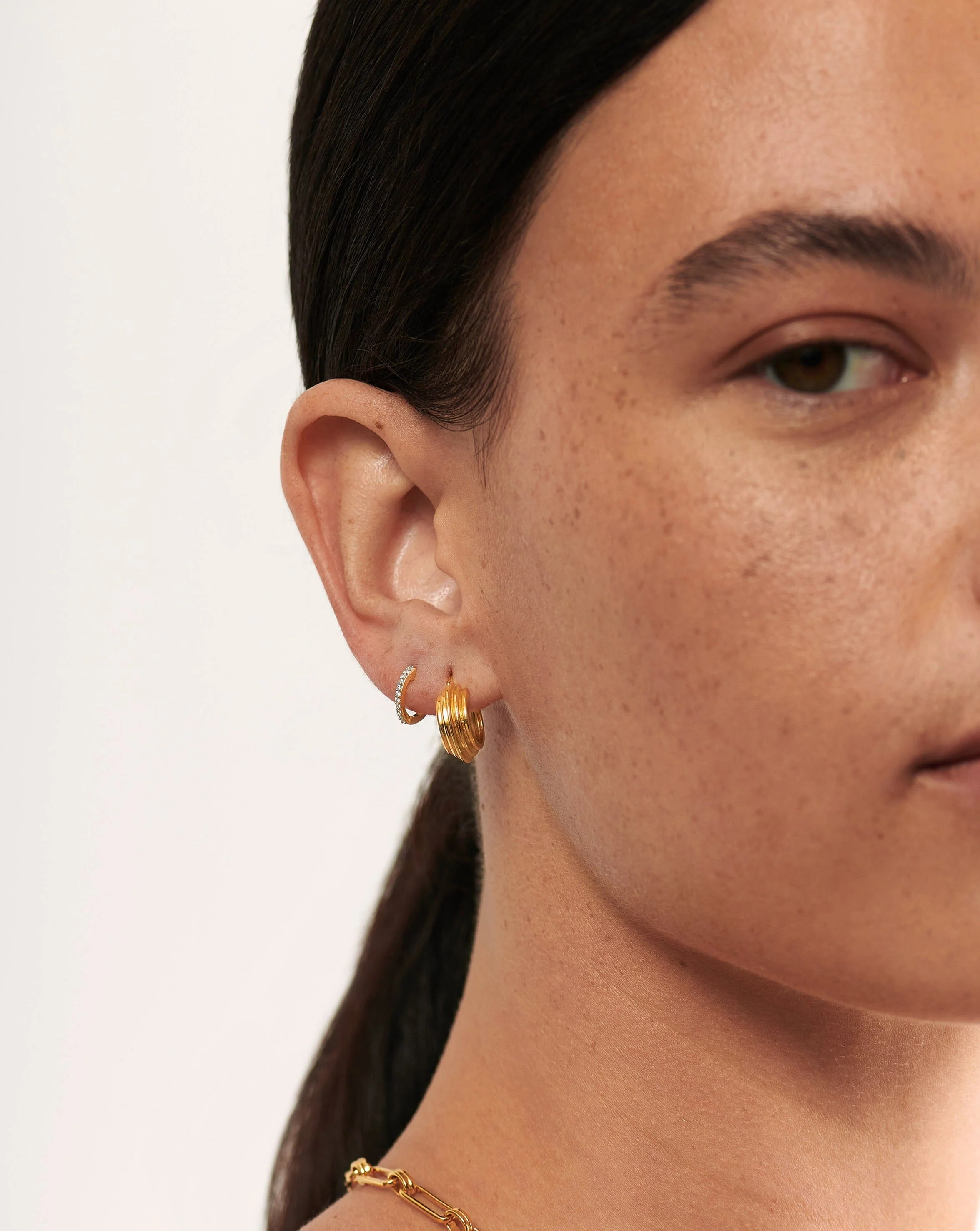Classic Ridge Mini Hoop Earring Set | 18ct Gold Vermeil - Image 3