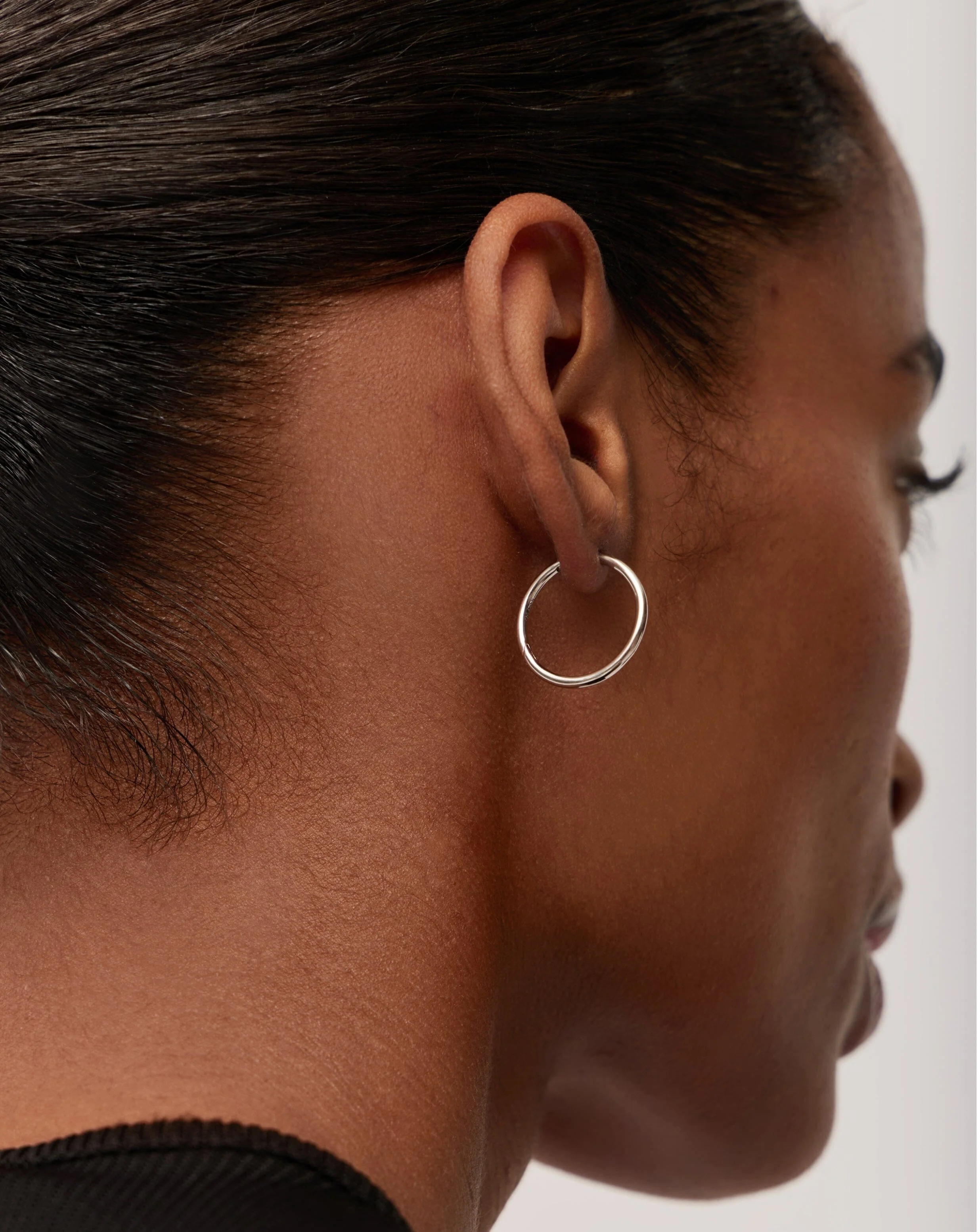 Classic Small Hoop Earrings | Rhodium Plated on Recycled Sterling Silver - Image 3