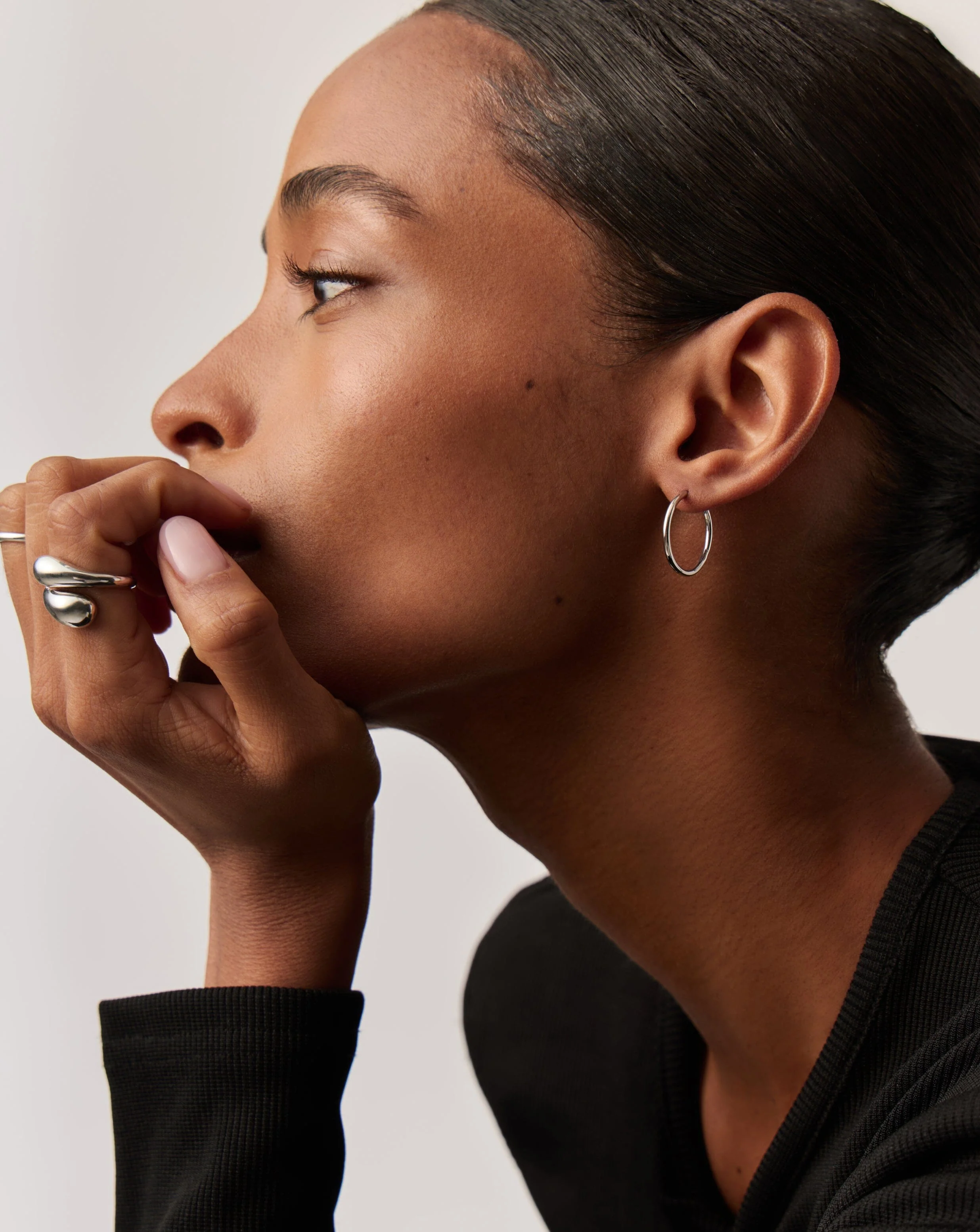 Classic Small Hoop Earrings | Rhodium Plated on Recycled Sterling Silver - Image 6