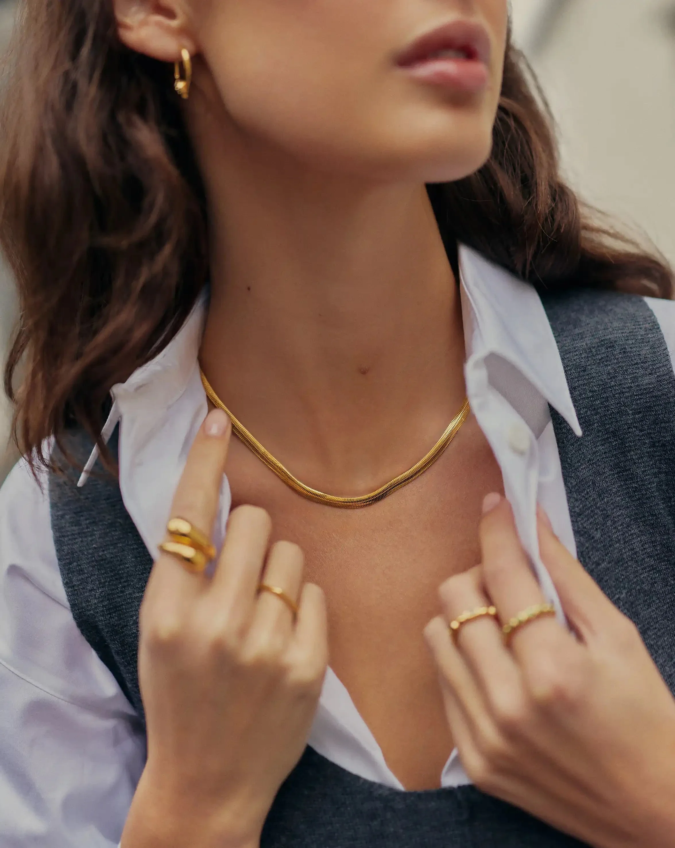 Classic Snake Chain Necklace | 18ct Gold Plated - Image 2