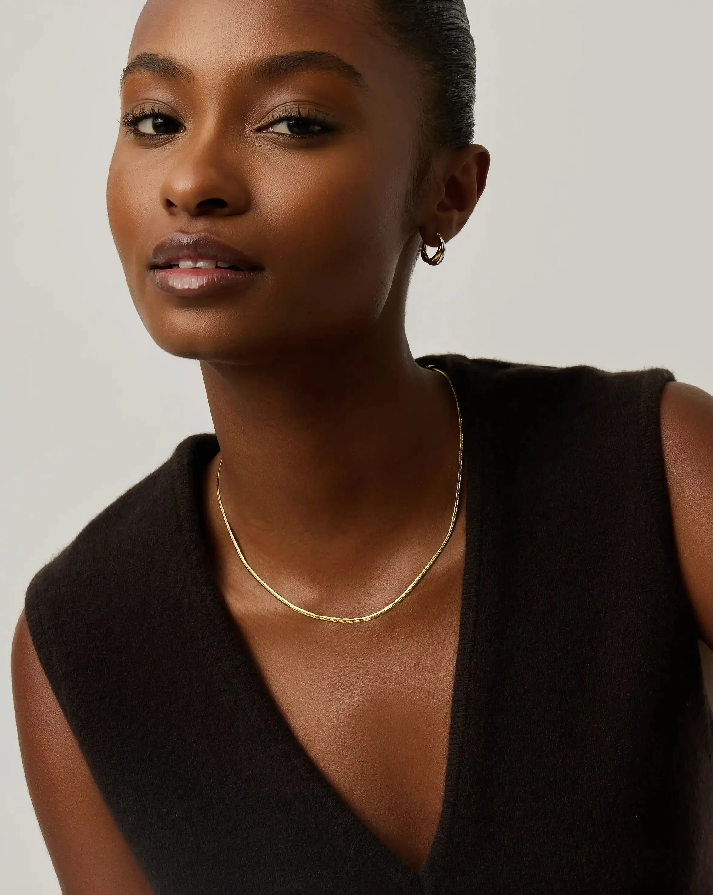 Thin Snake Chain Necklace | 18ct Gold Plated - Image 3